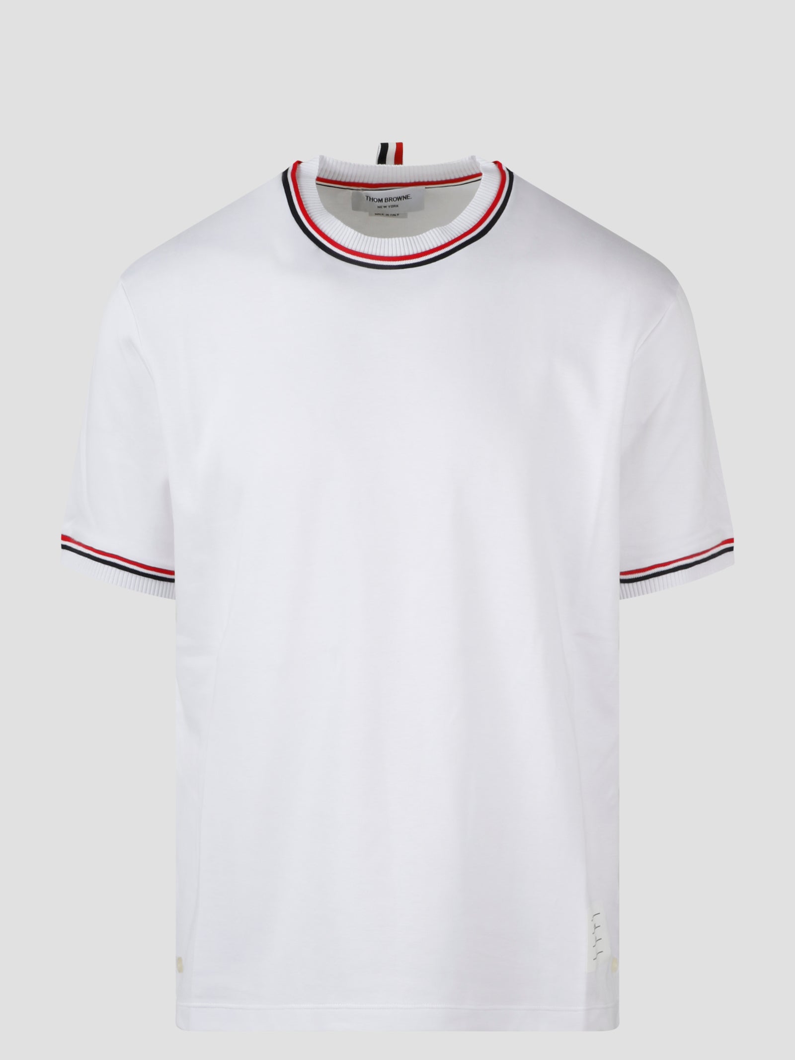 Thom Browne-T-shirt girocollo con applicazione-Uomo