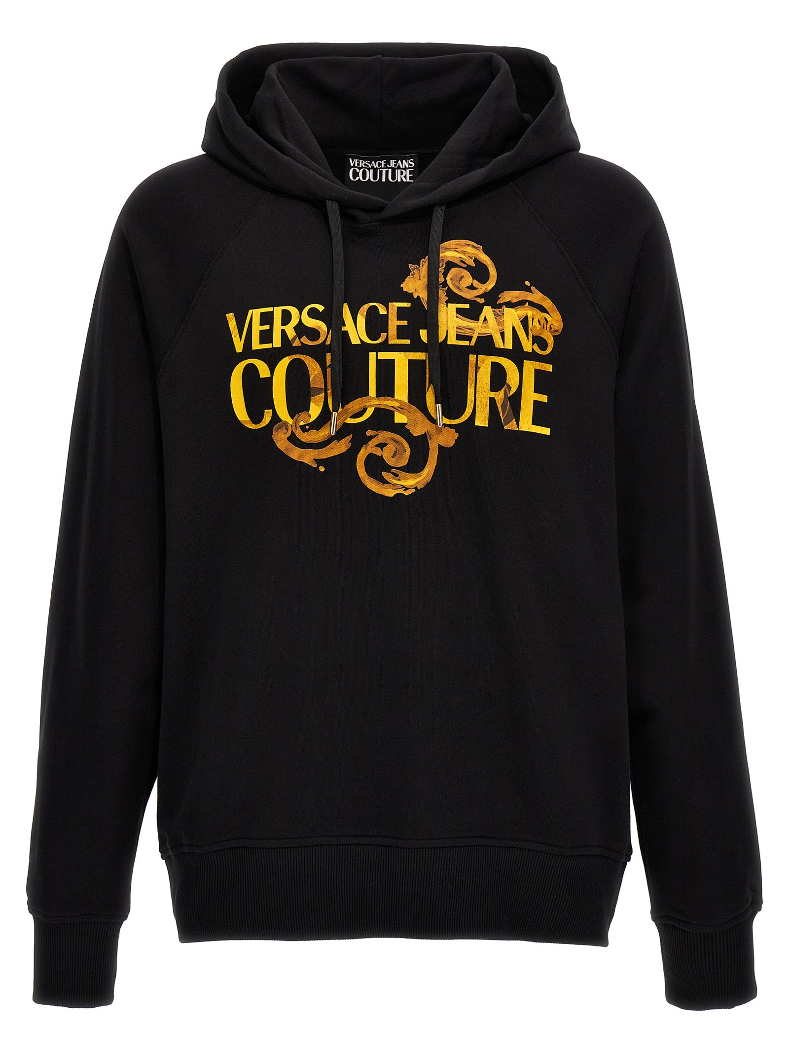 Versace Jeans Couture-Logo Baroque Felpe Nero-Uomo