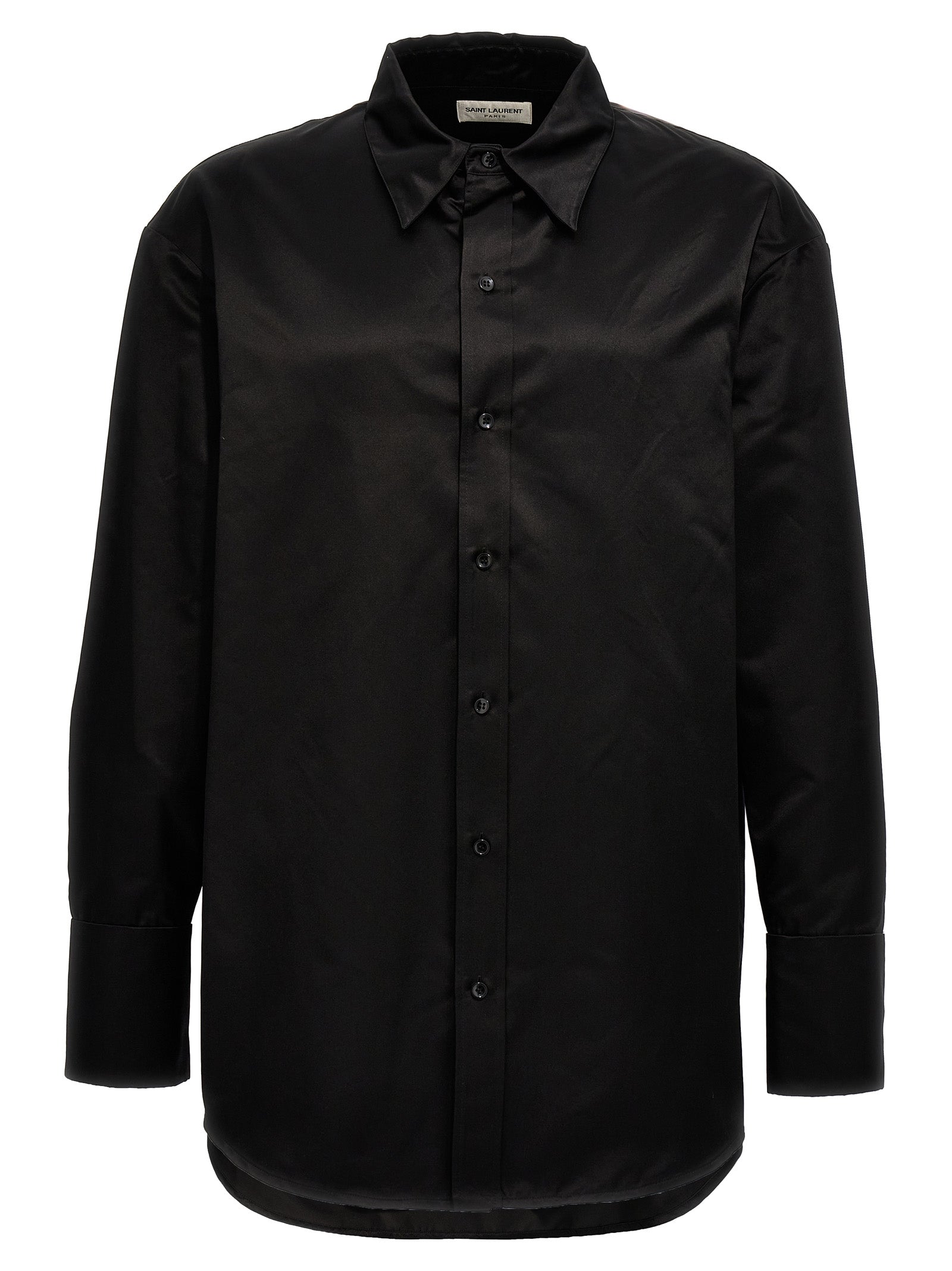 Saint Laurent-Silk Shirt Camicie Nero-Uomo