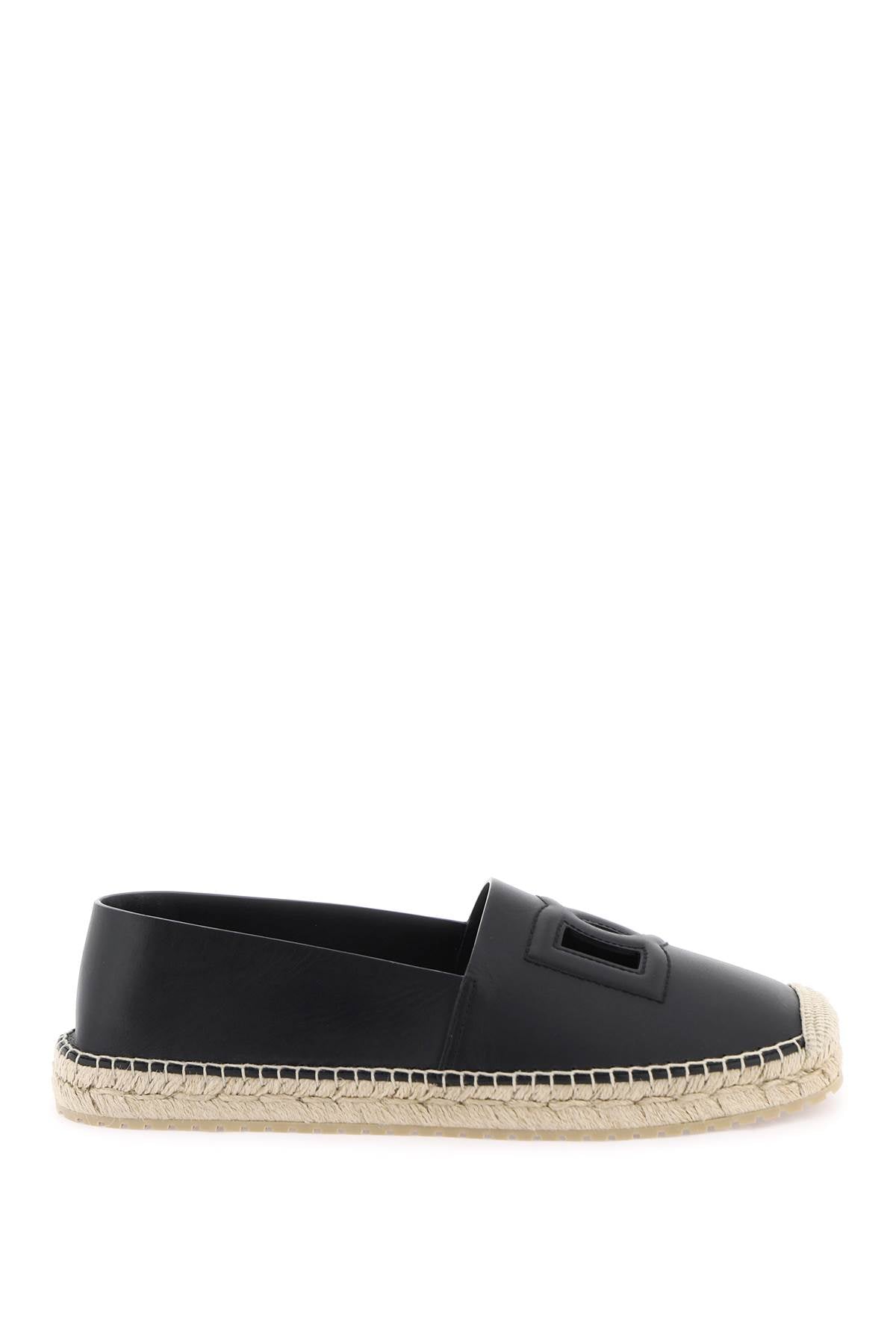 Dolce & Gabbana-Espadrillas In Pelle Con Logo Dg Cut Out-Uomo