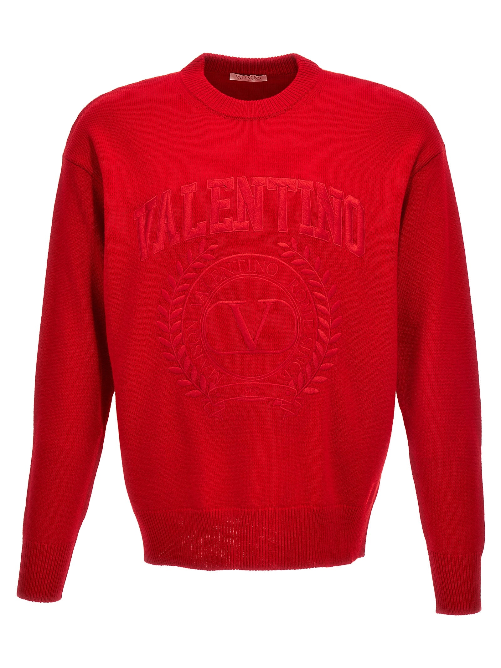 Valentino Garavani-Valentino Logo Embroidery Sweater Maglioni Rosso-Uomo