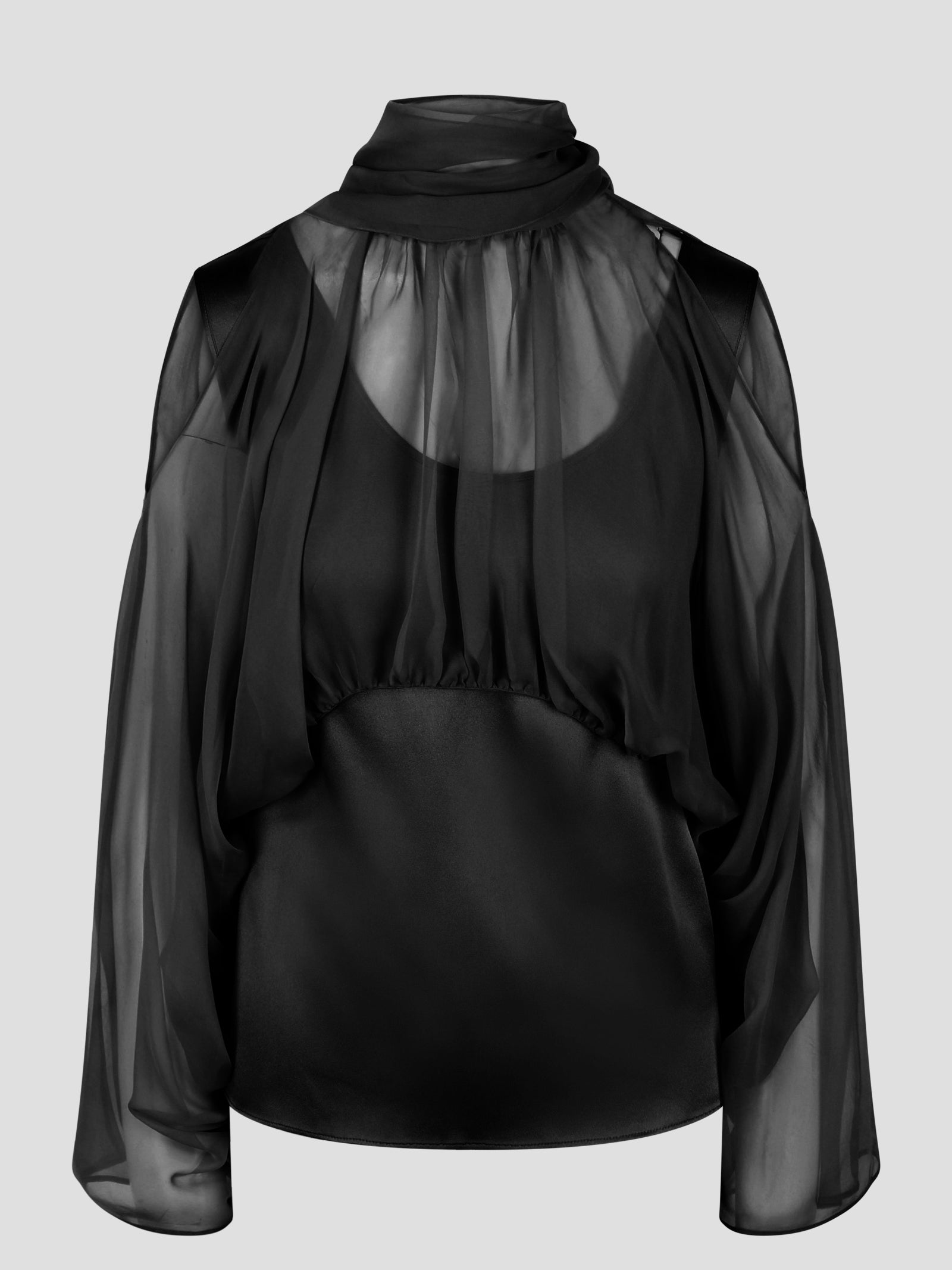 Alberta Ferretti-Satin and organza shirt-Donna