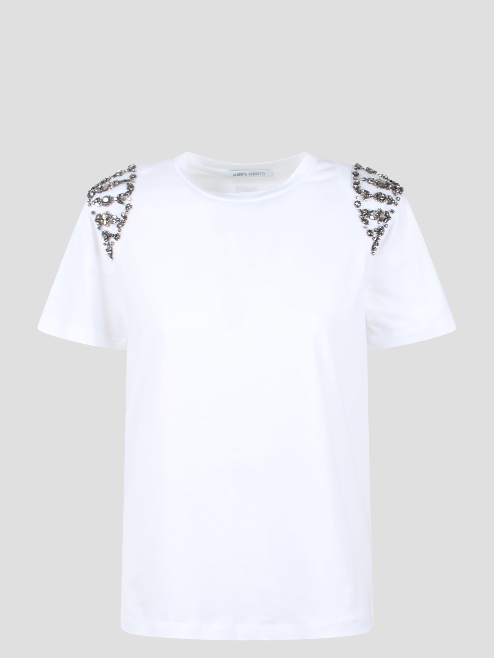 Alberta Ferretti-Embroidered cotton t-shirt-Donna