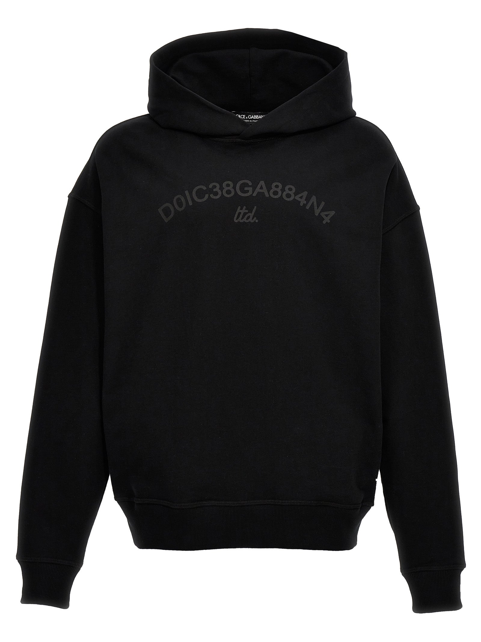 Dolce & Gabbana-Logo Print Hoodie Felpe Nero-Uomo