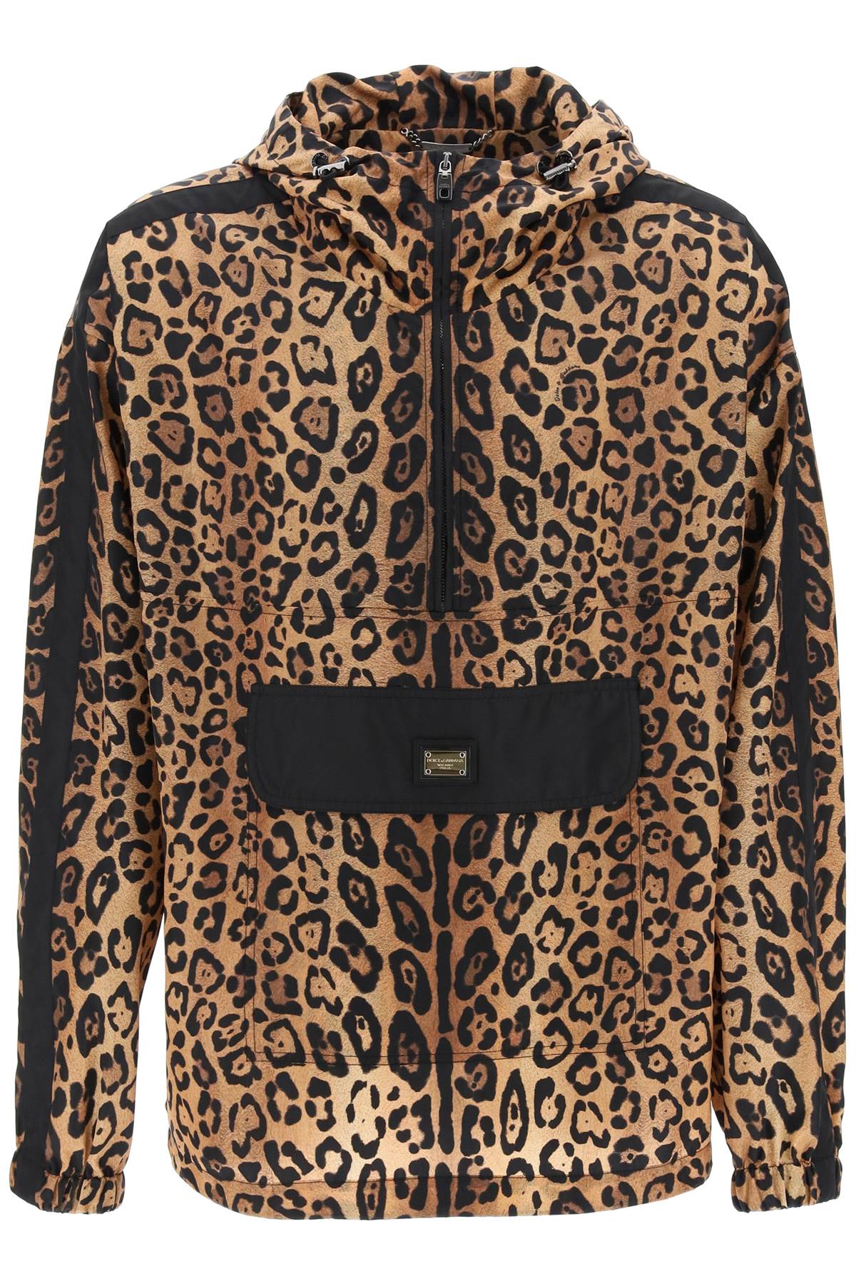 Dolce & Gabbana-Anorak In Nylon Stampa Leopardo-Uomo