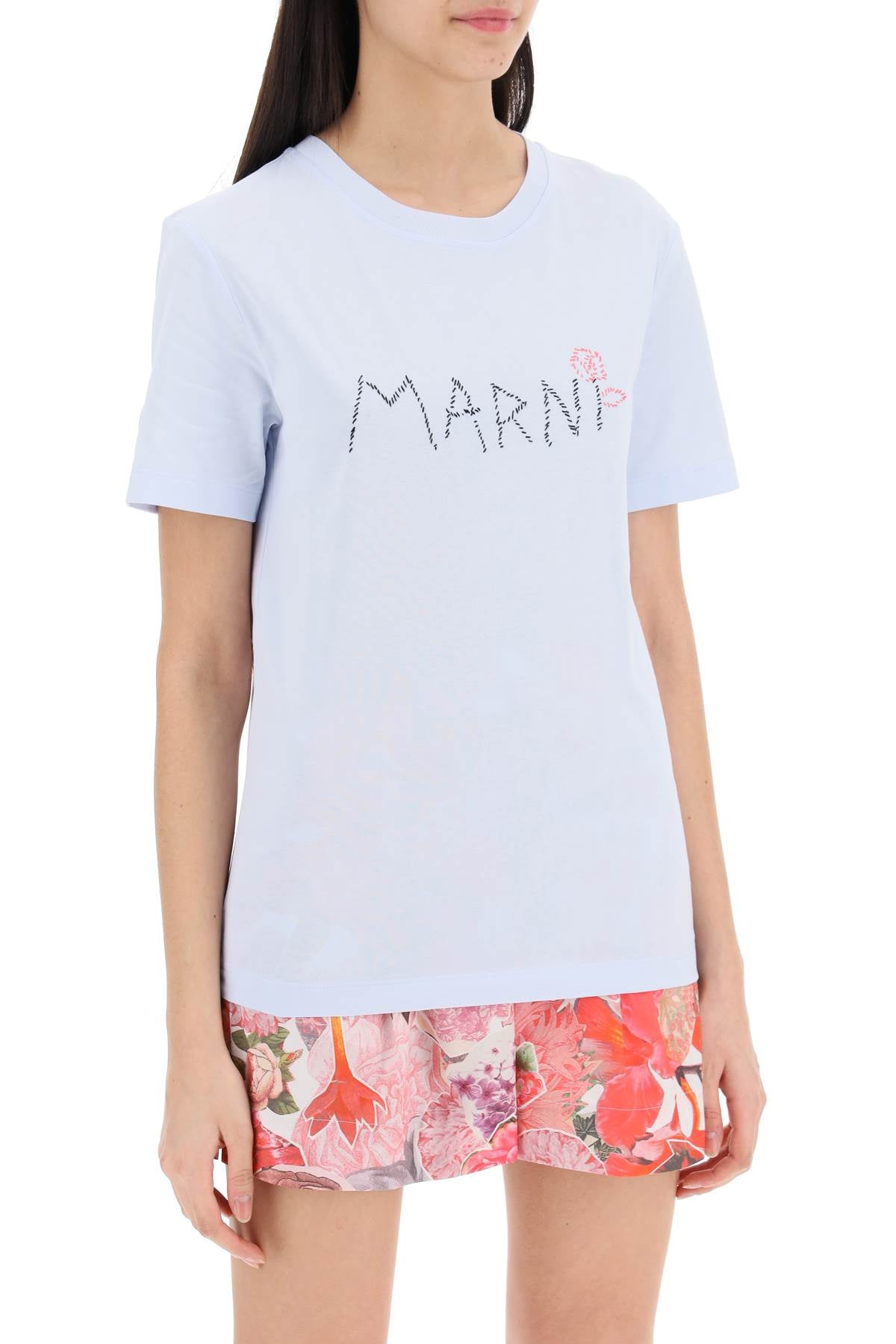 Marni-T Shirt Con Logo Ricamato A Mano-Donna