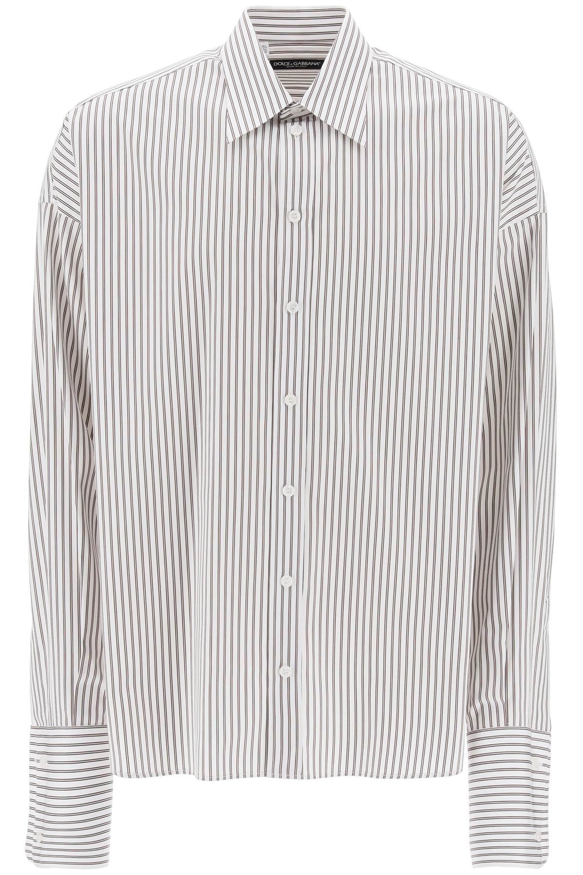 Dolce & Gabbana-Camicia Oversize In Popeline A Righe-Uomo