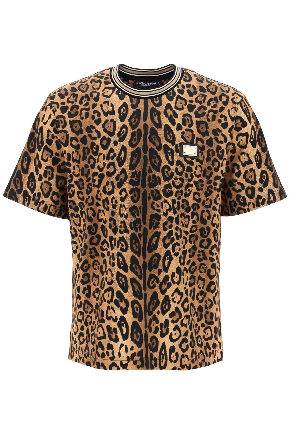 Dolce & Gabbana-T Shirt Con Stampa Leopardo-Uomo