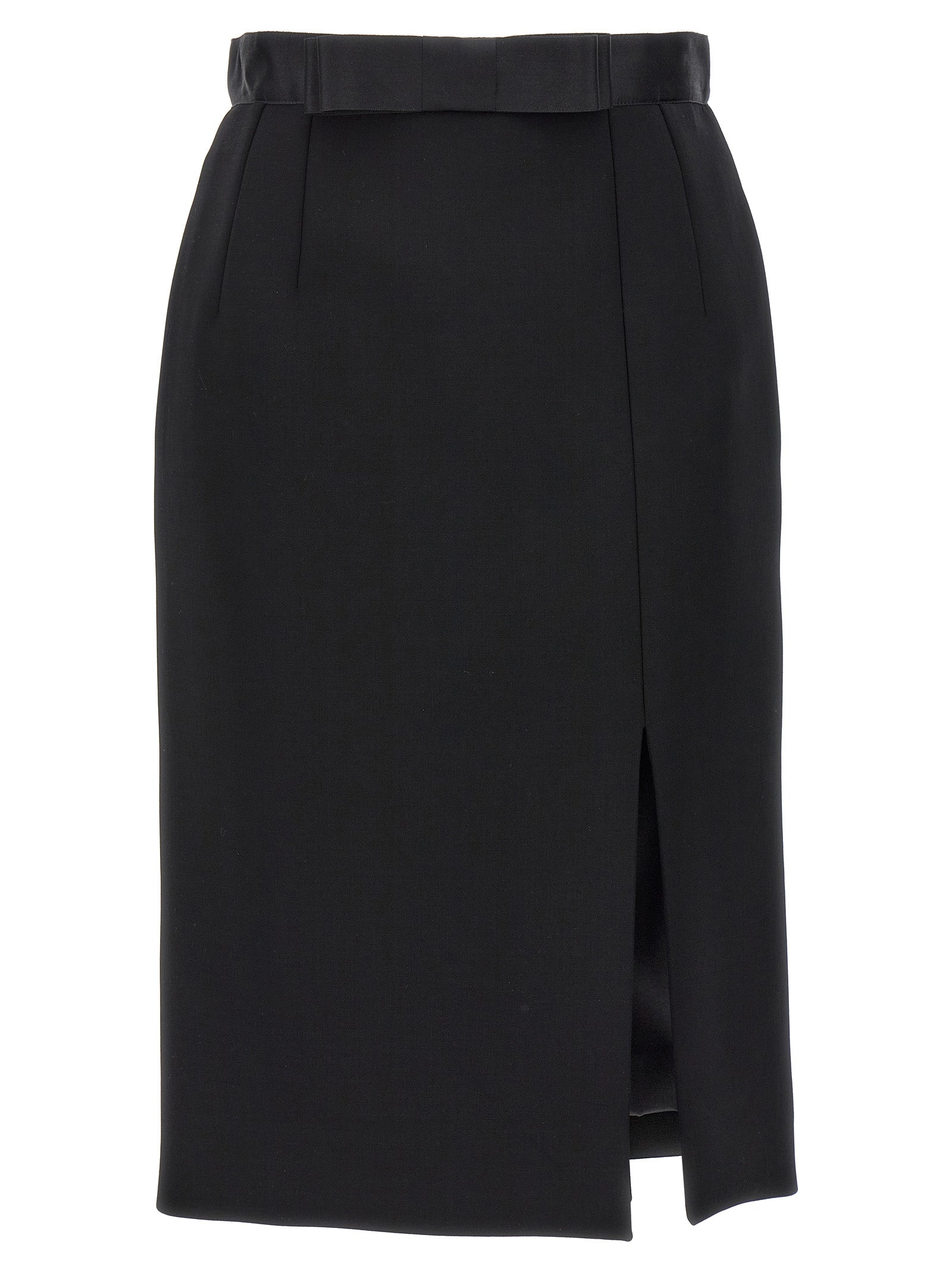 Dolce & Gabbana-Wool Sheath Skirt Gonne Nero-Donna