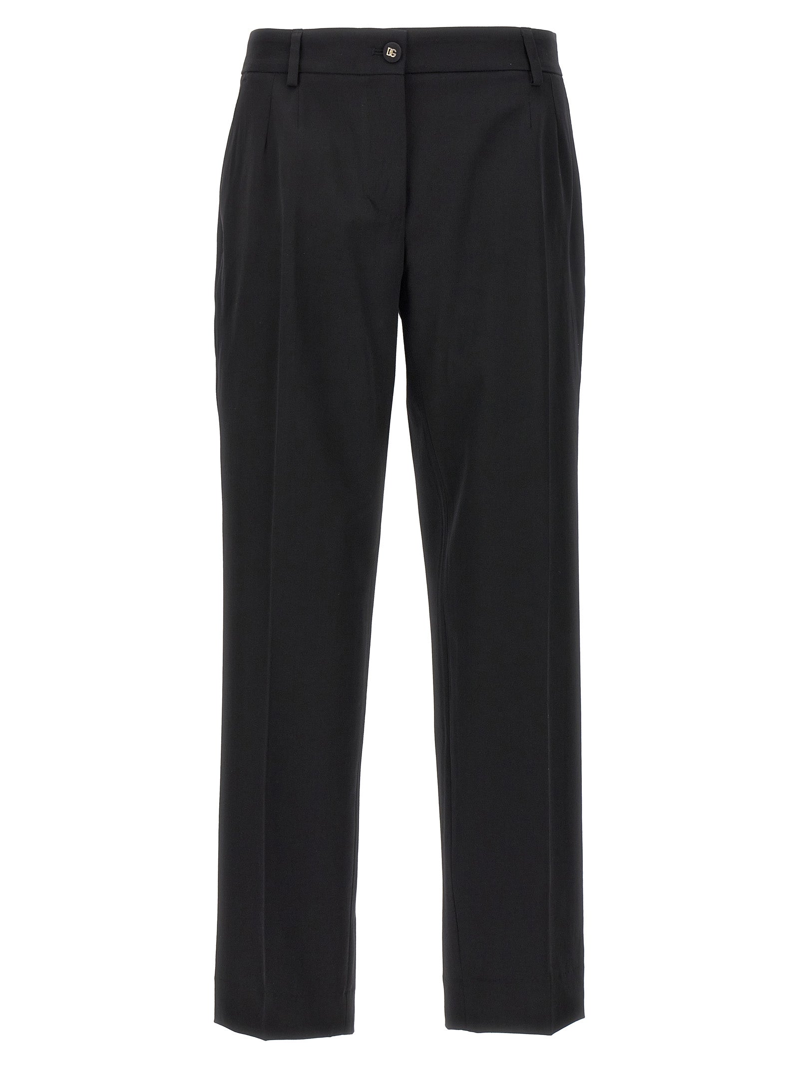 Dolce & Gabbana-Wool Canvas Pantaloni Nero-Donna