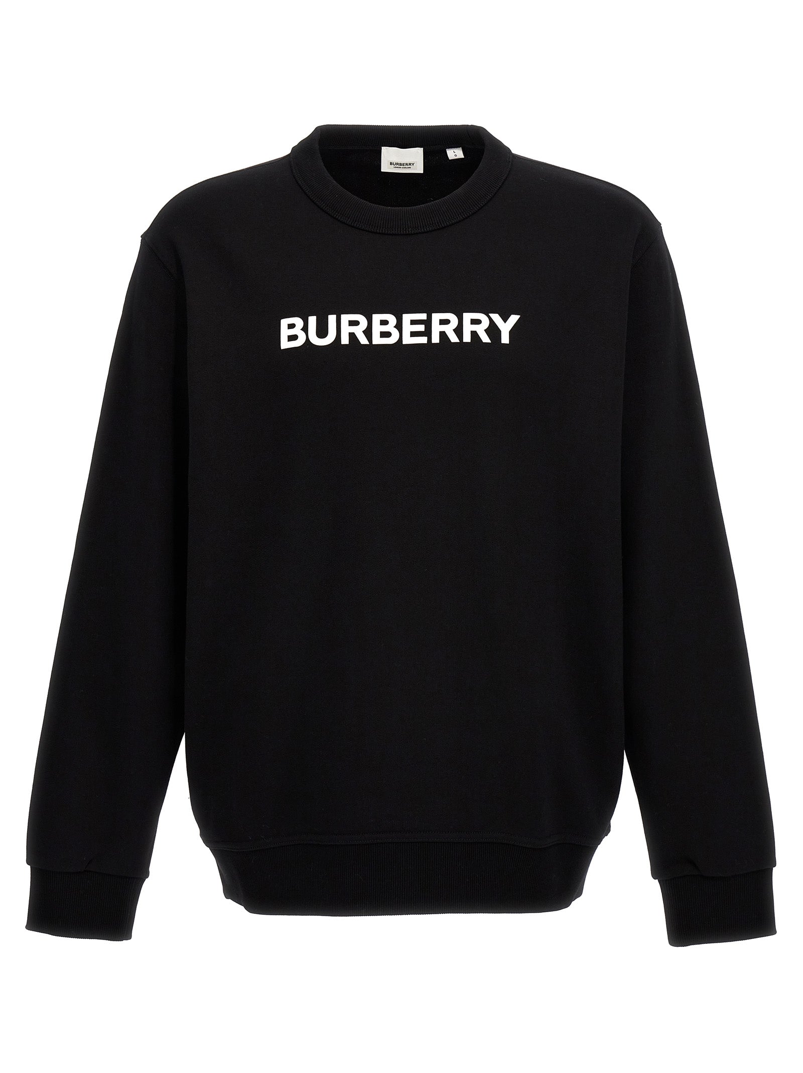 Burberry-Logo Print Felpe Nero-Uomo