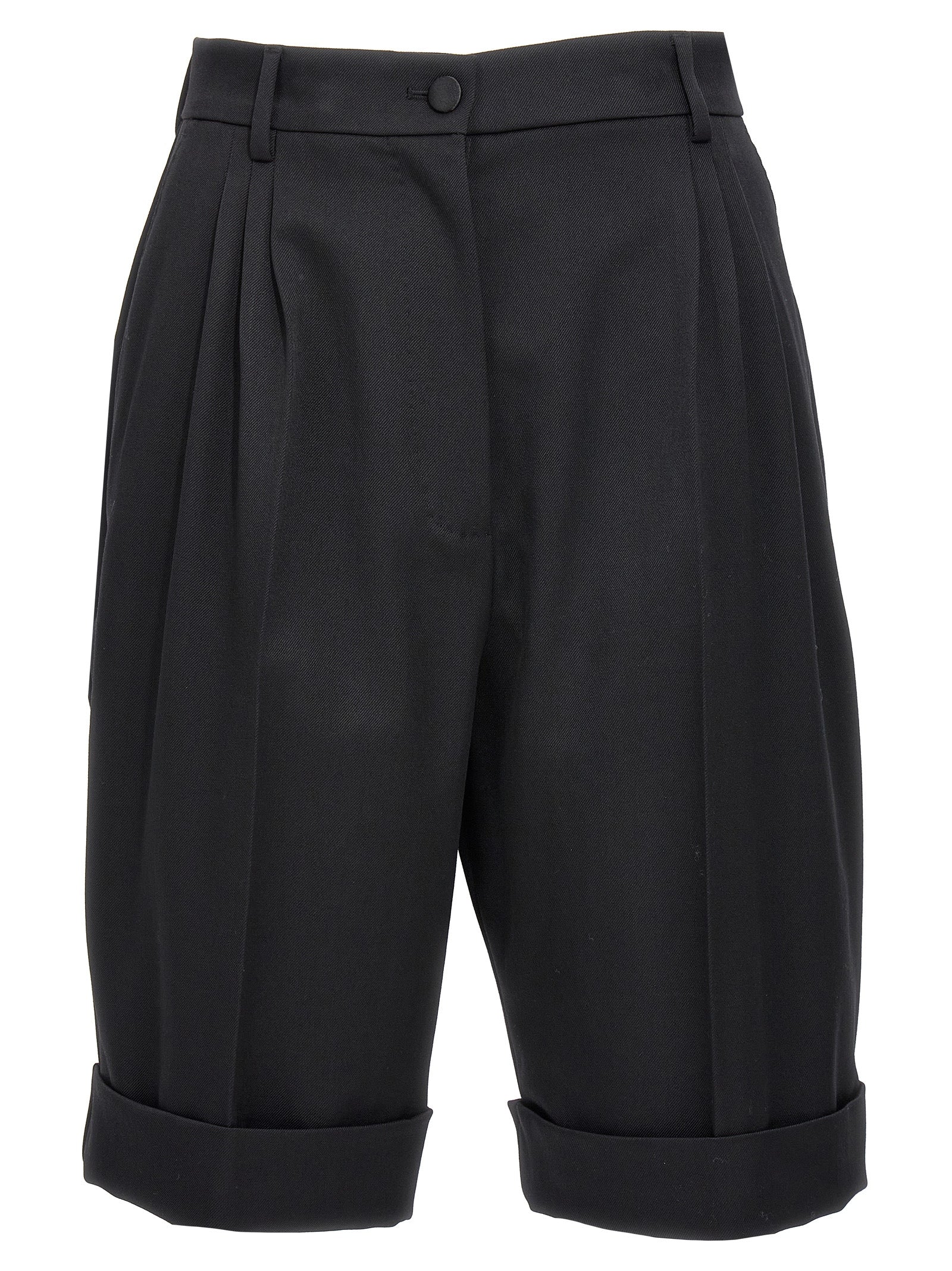 Dolce & Gabbana-Gabardine Bermuda Shorts Bermuda, Short Nero-Donna