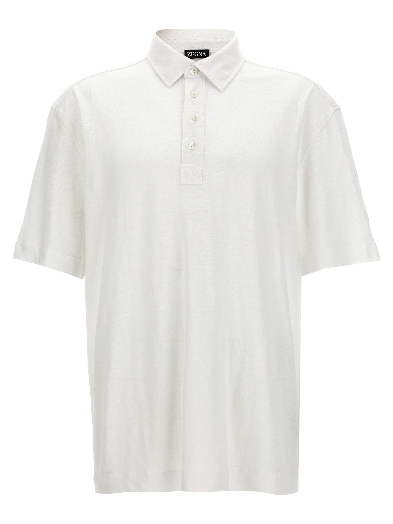 Zegna-Linen Polo Shirt Felpe Bianco-Uomo