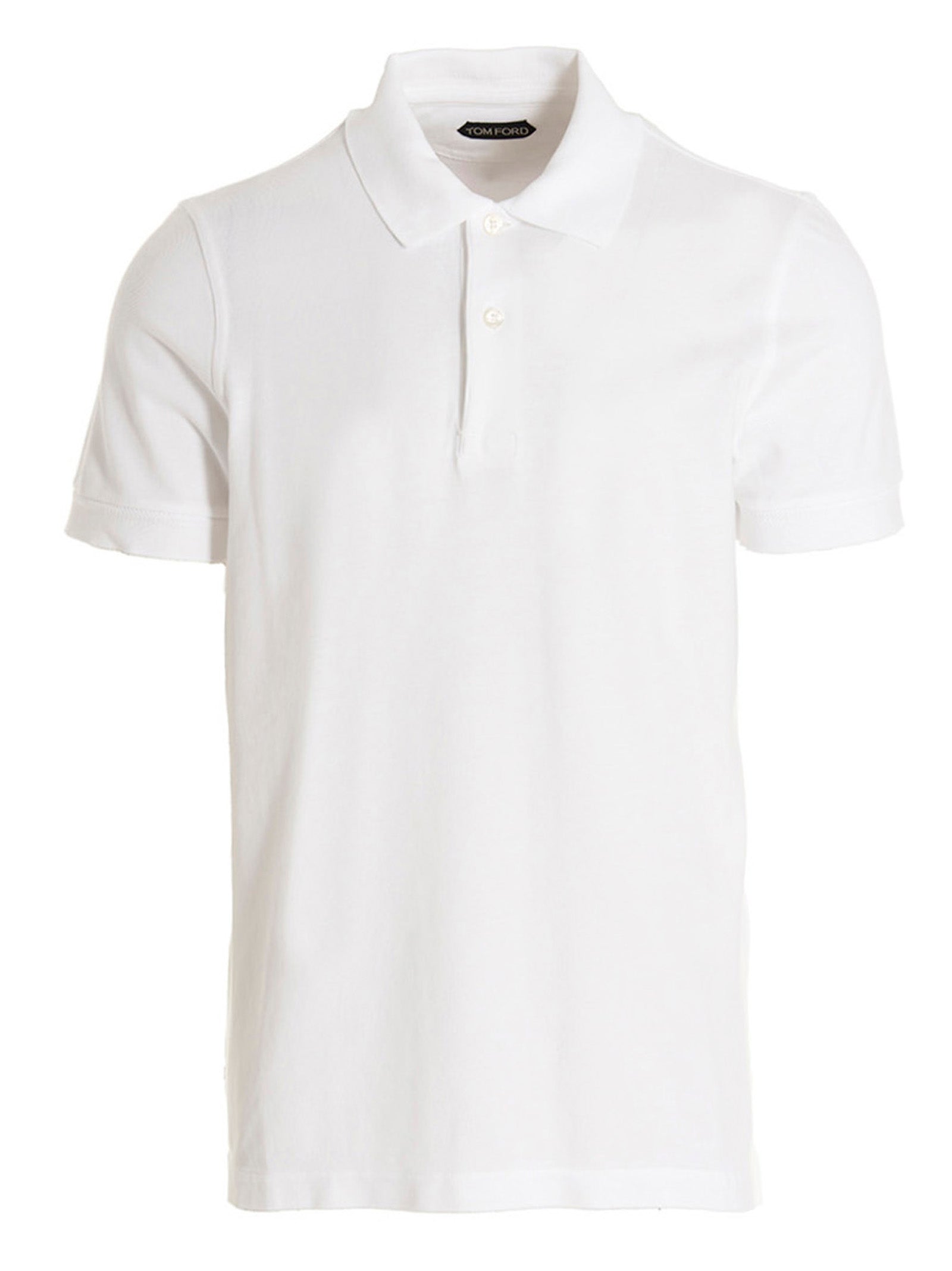 Tom Ford-Piqué Cotton Shirt Polo Bianco-Uomo