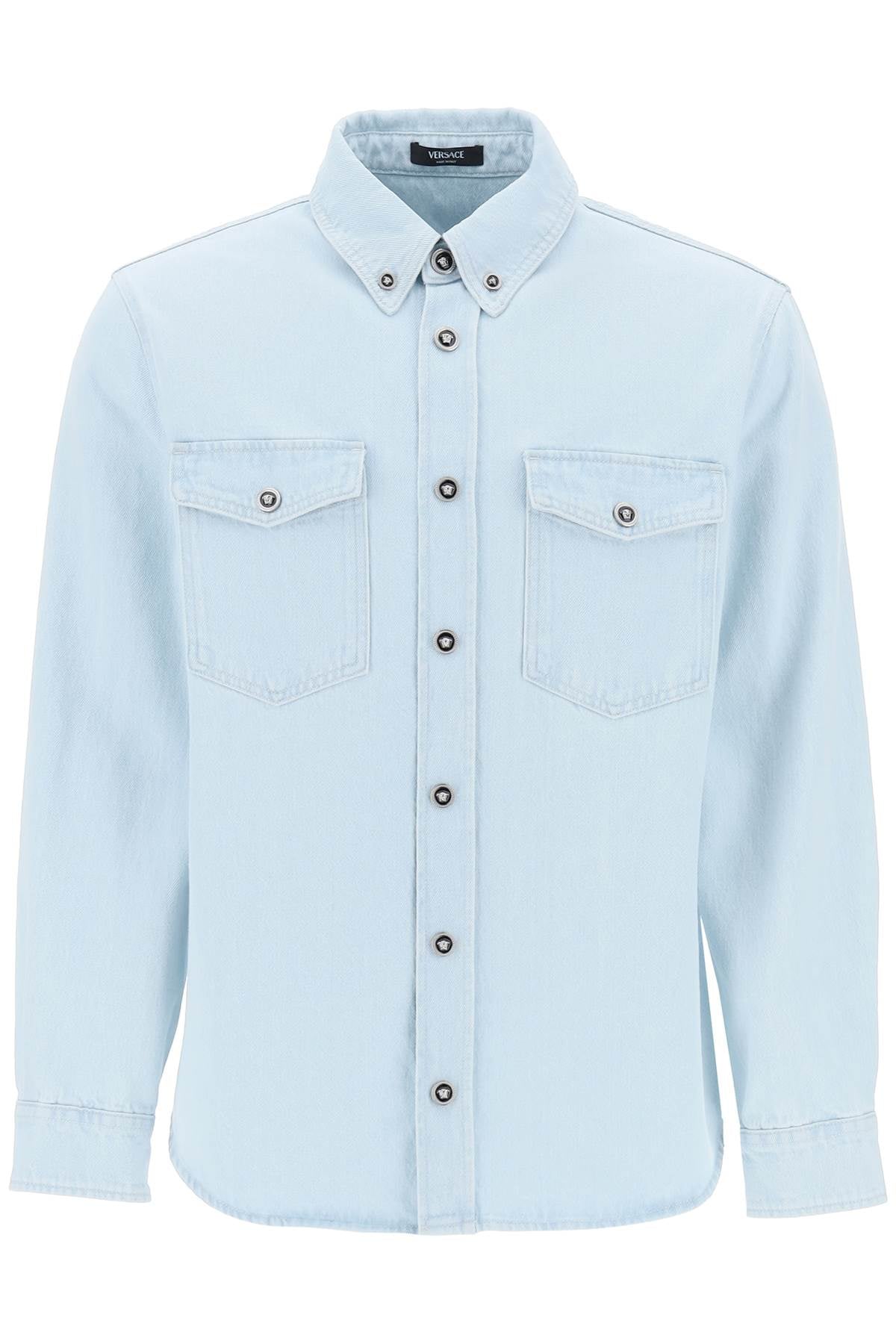 Versace-Camicia In Denim Medusa-Uomo