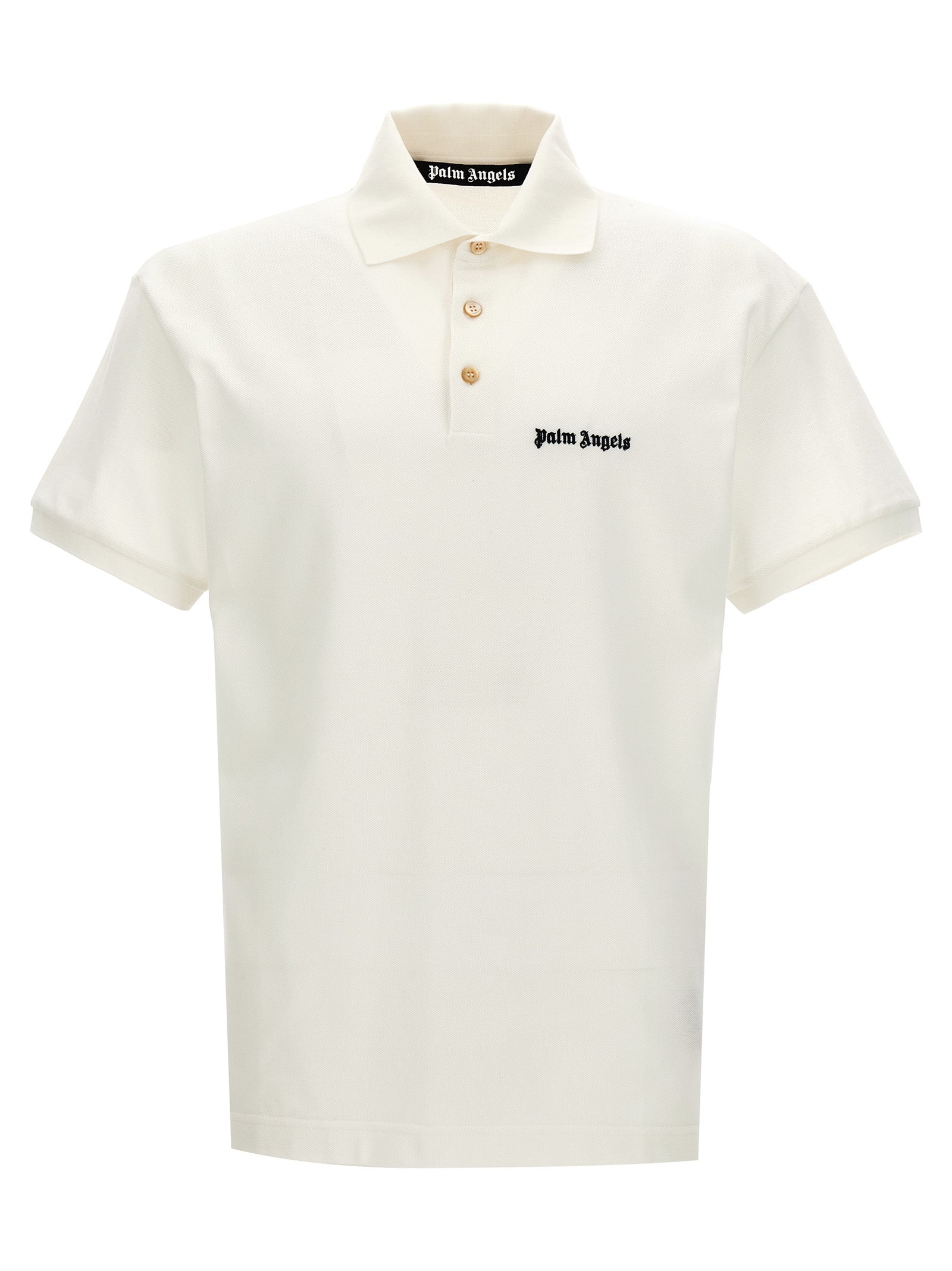 Palm Angels-Classic Logo Polo Bianco/Nero-Uomo