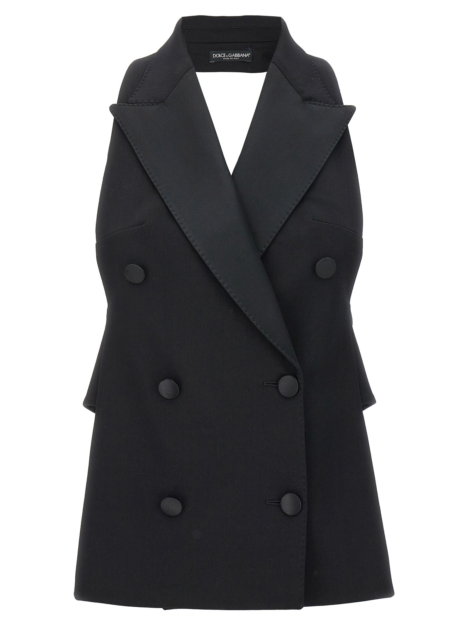 Dolce & Gabbana-Double-Breasted Vest Gilet Nero-Donna