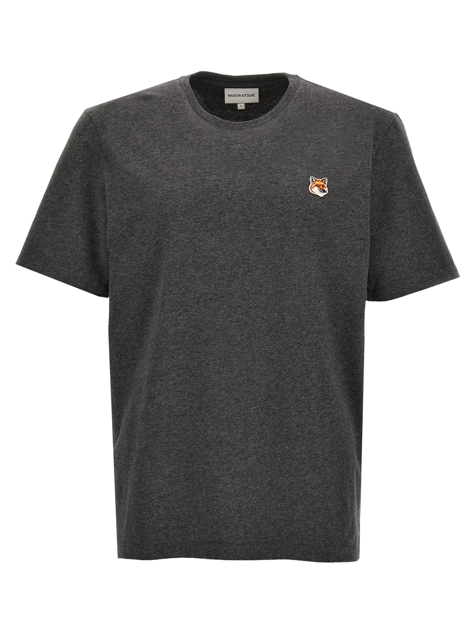 Maison Kitsune-Fox Head T Shirt Grigio-Uomo