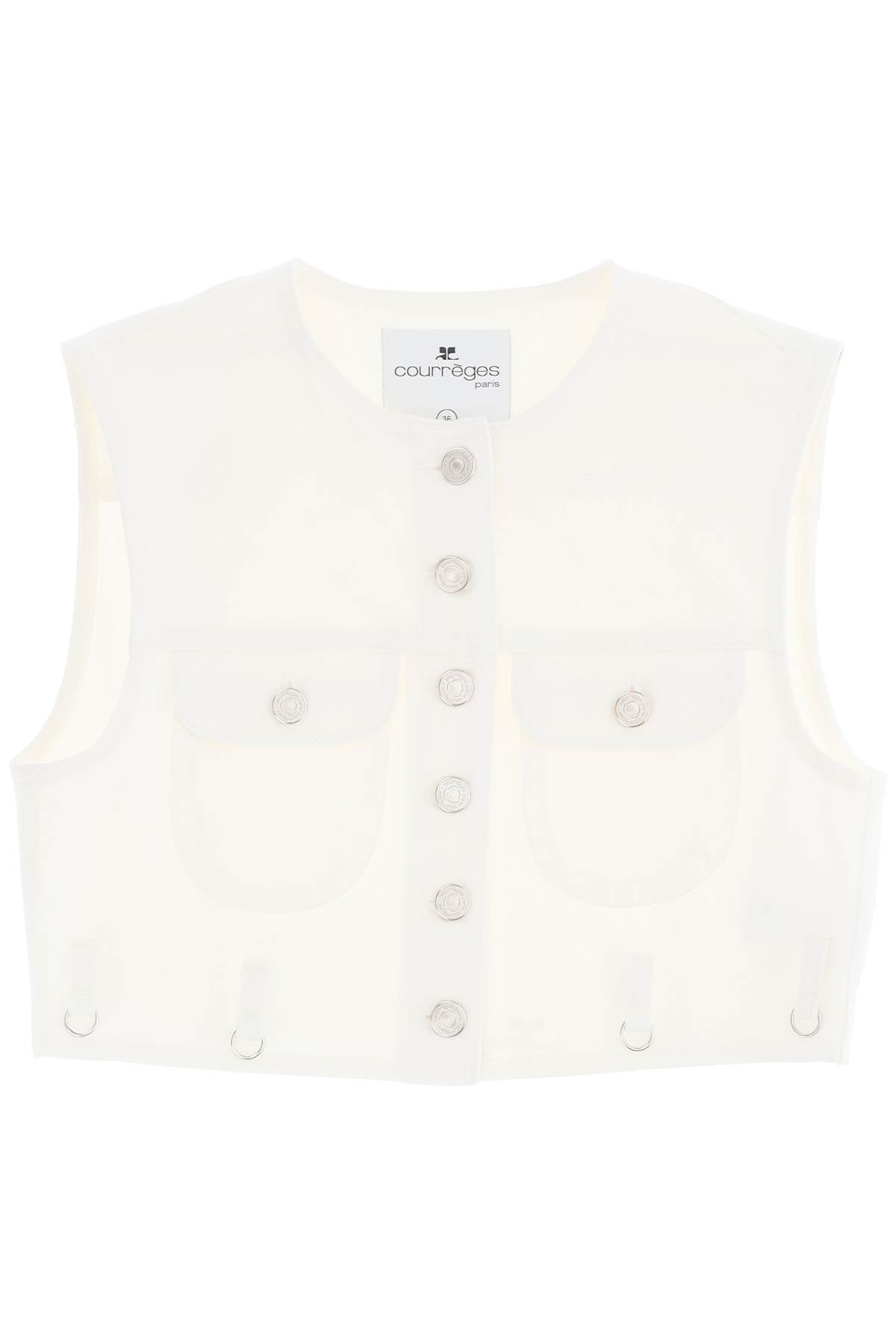 Courreges-Gilet Cropped Multiflex In Denim-Donna