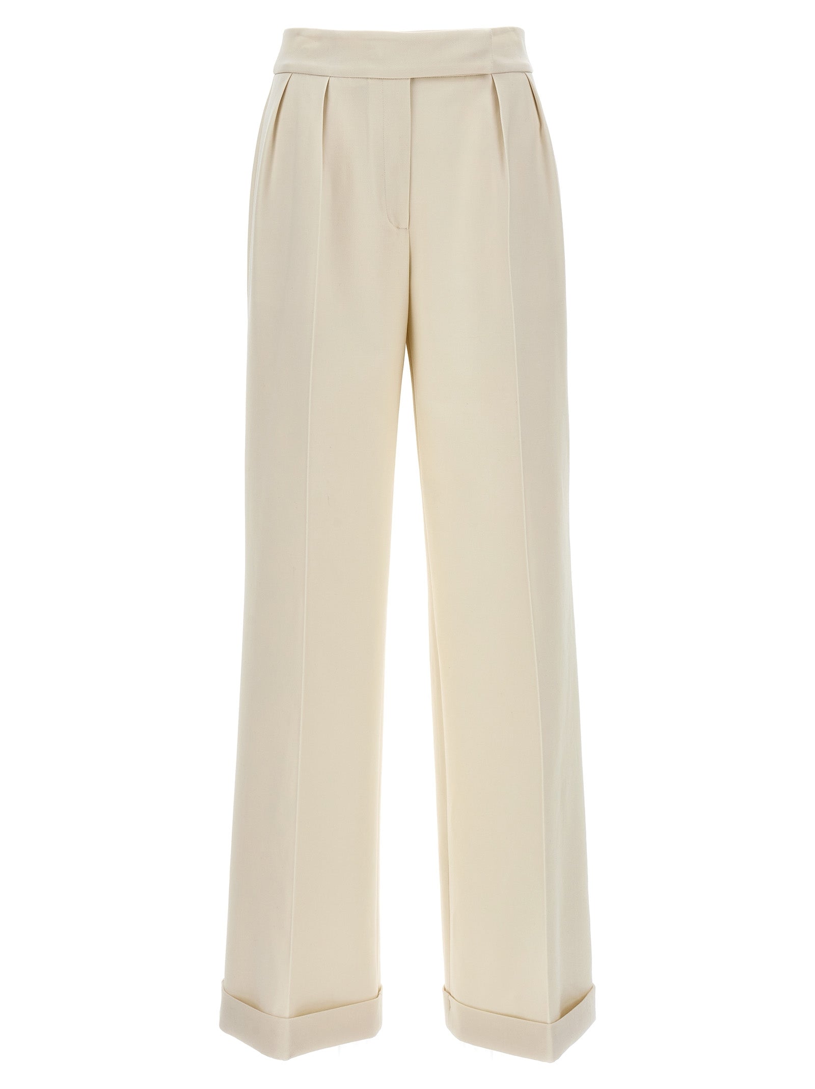 Kiton-Loose Leg Pantaloni Bianco-Donna