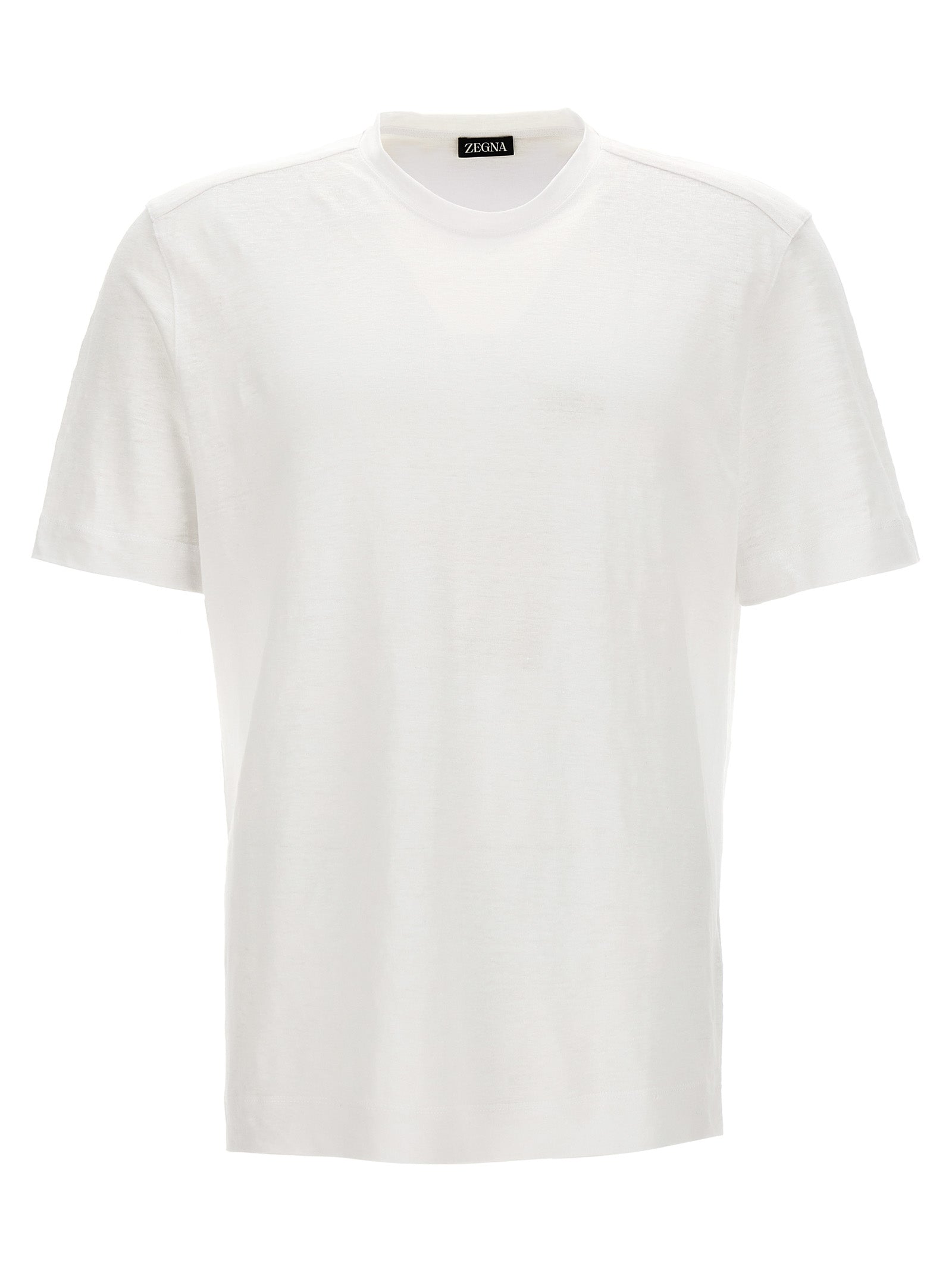 Zegna-Linen T Shirt Bianco-Uomo