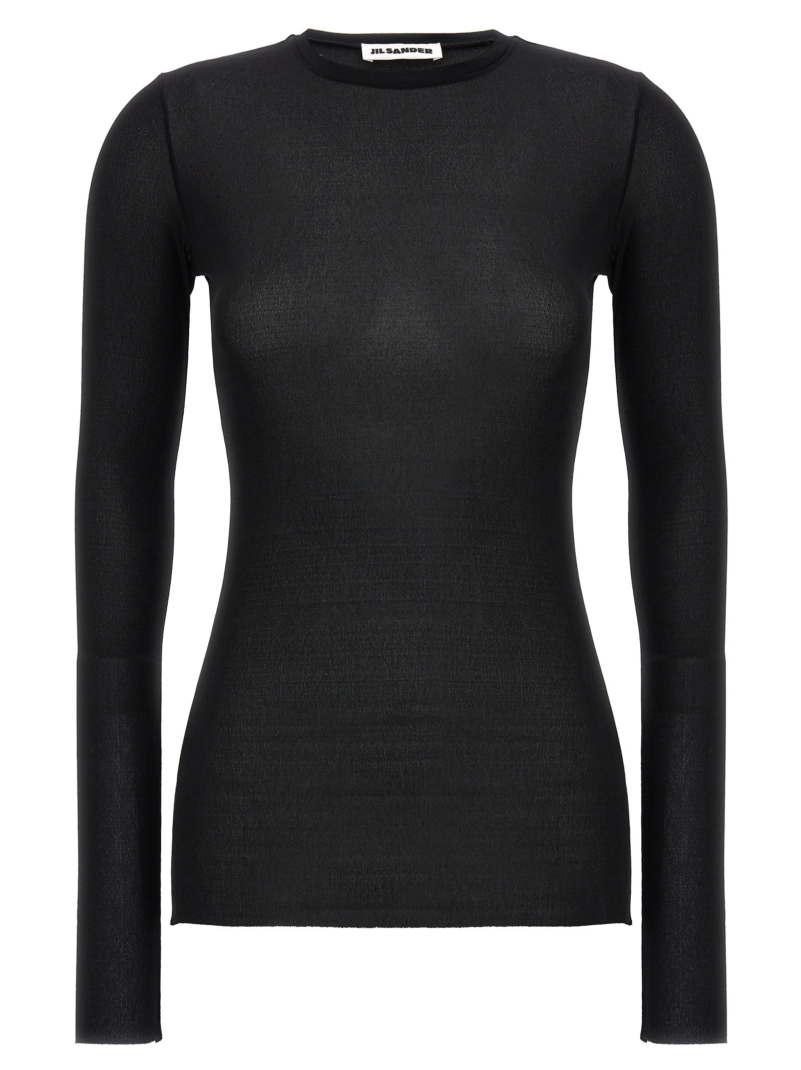 Jil Sander-Silk Mesh Top Top Nero-Donna