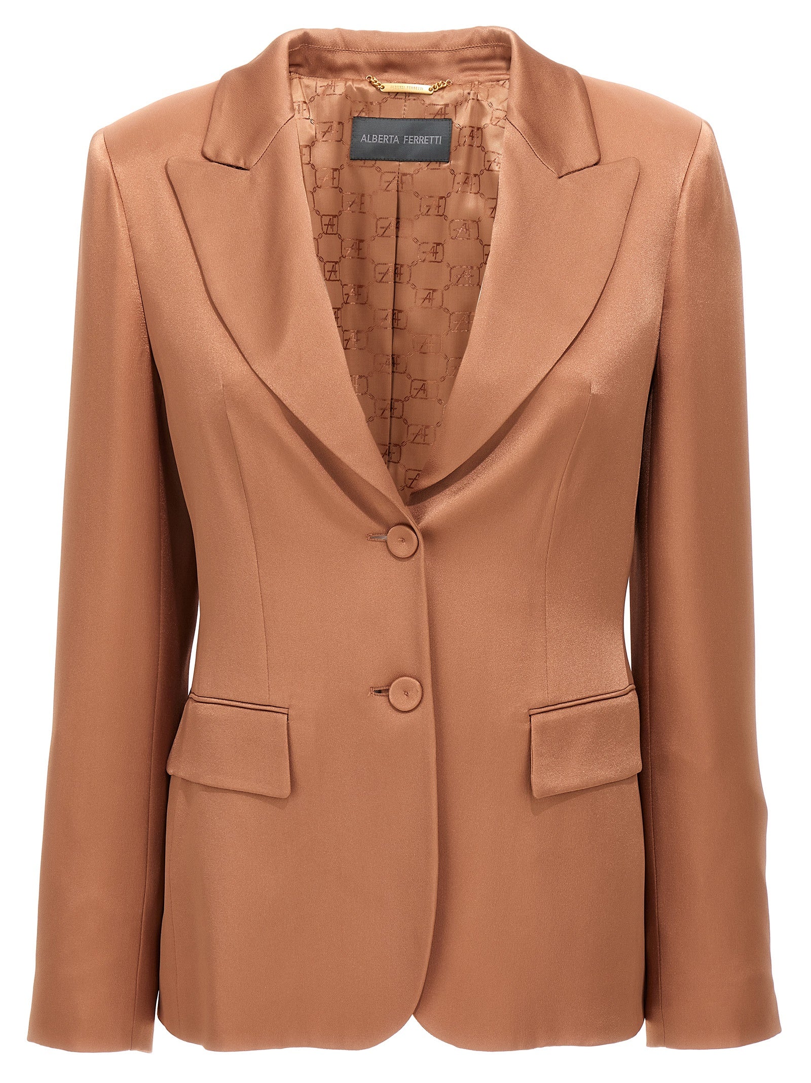 Alberta Ferretti-Satin Single-Breasted Blazer Blazer And Suits Rosa-Donna