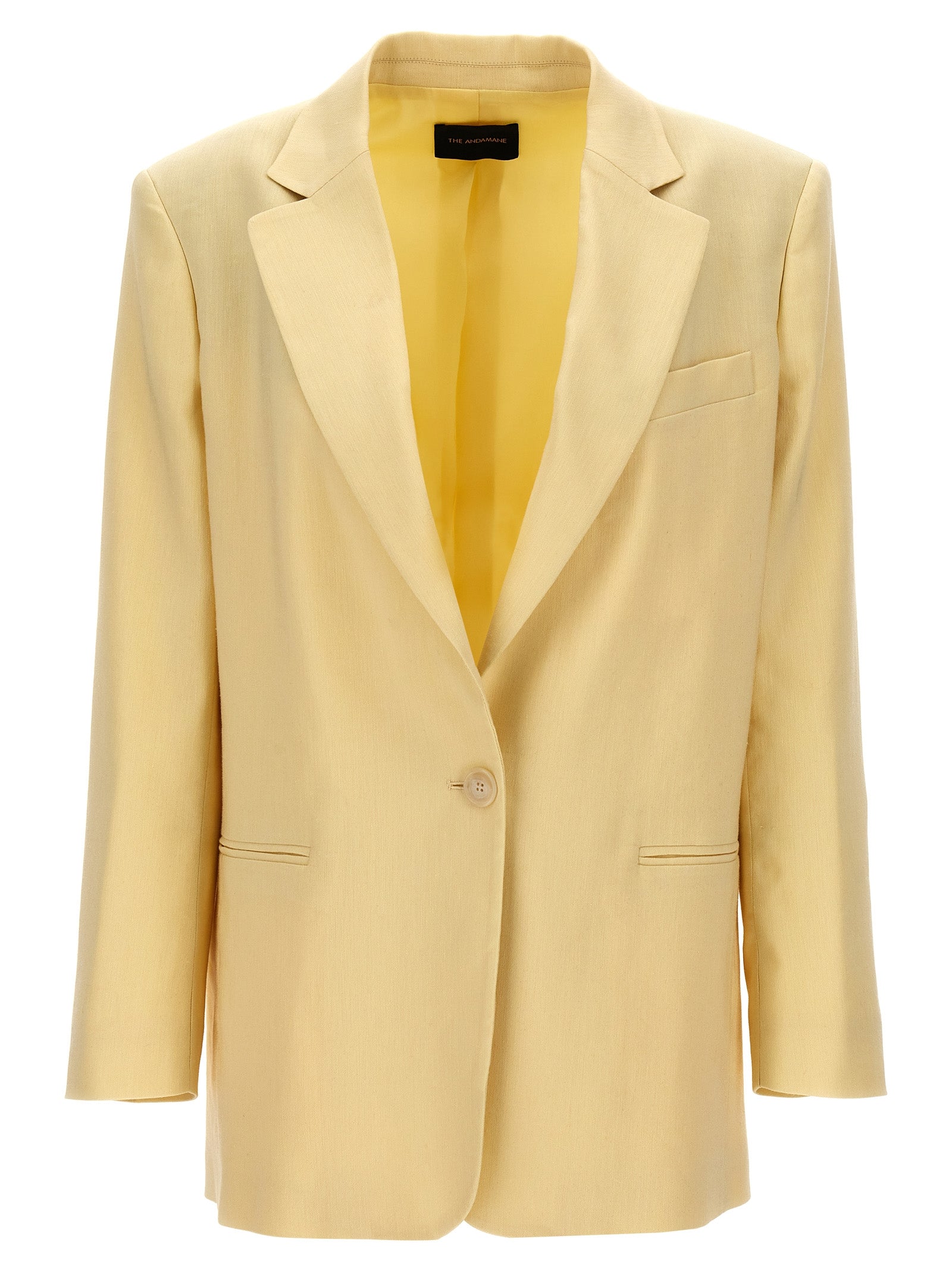 The Andamane-Single-Breasted Linen Blazer Blazer And Suits Giallo-Donna