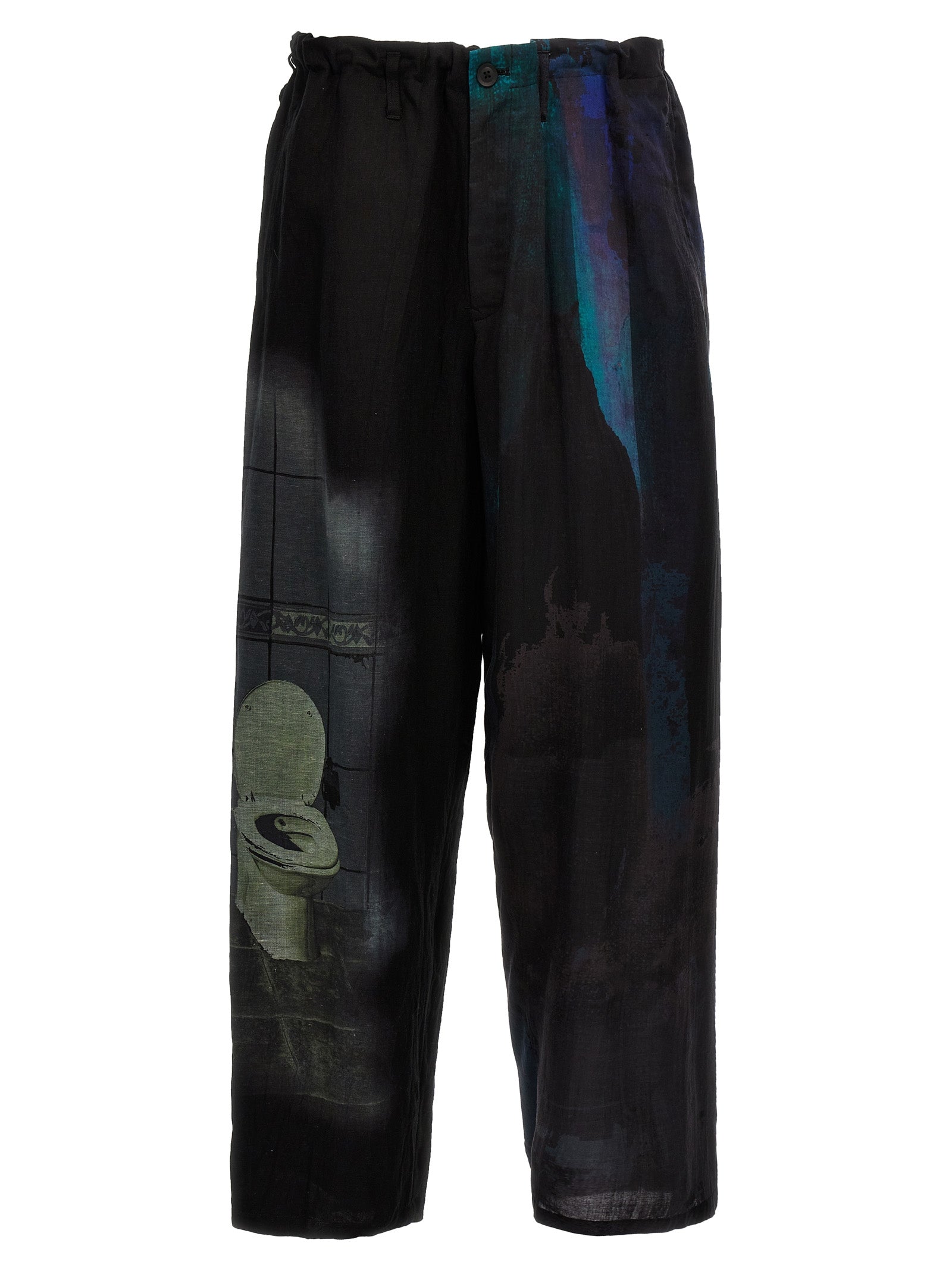 Yohji Yamamoto-U-Fountain Pt Pantaloni Nero-Uomo