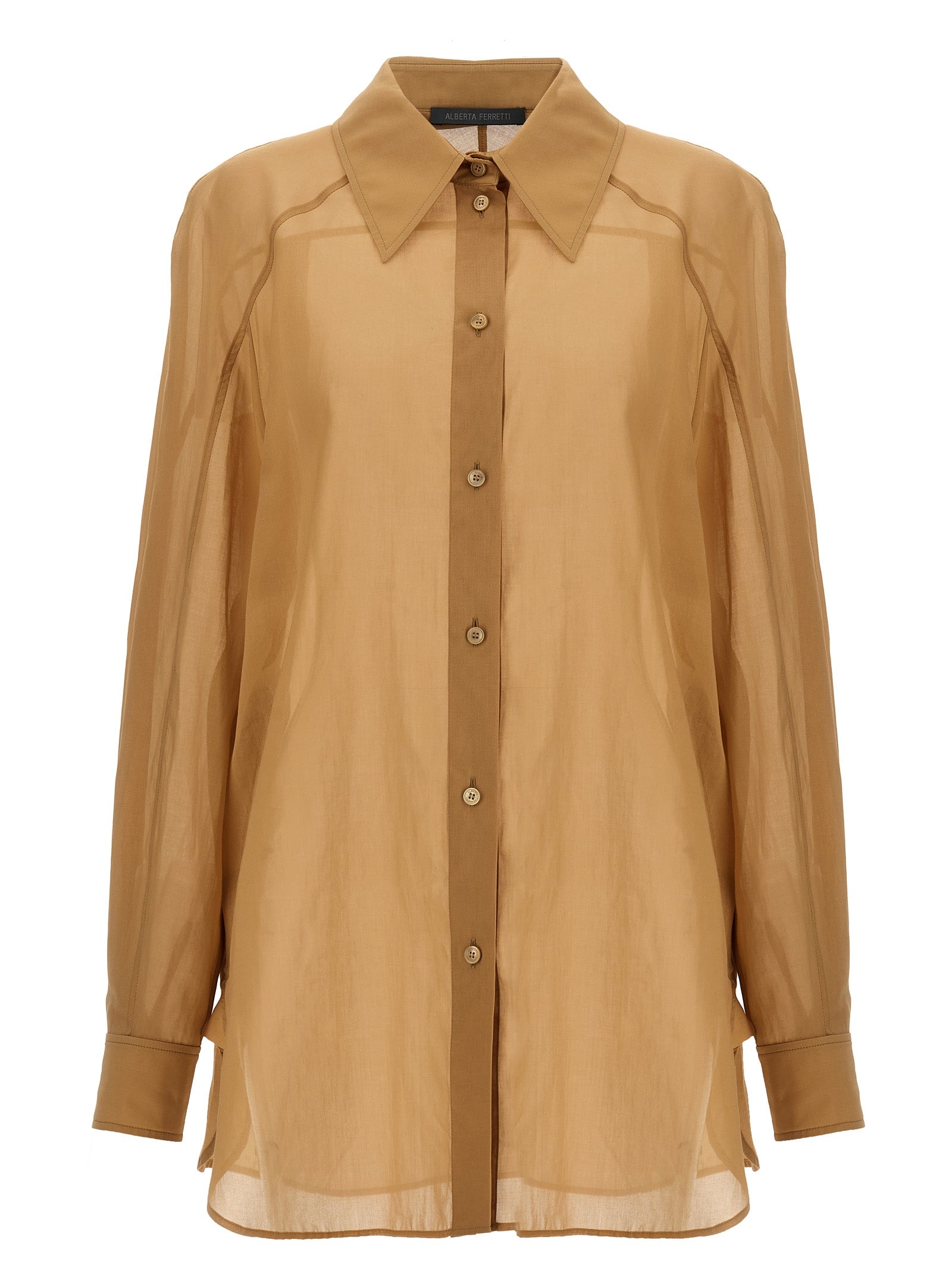 Alberta Ferretti-Cotton Shirt Camicie Beige-Donna