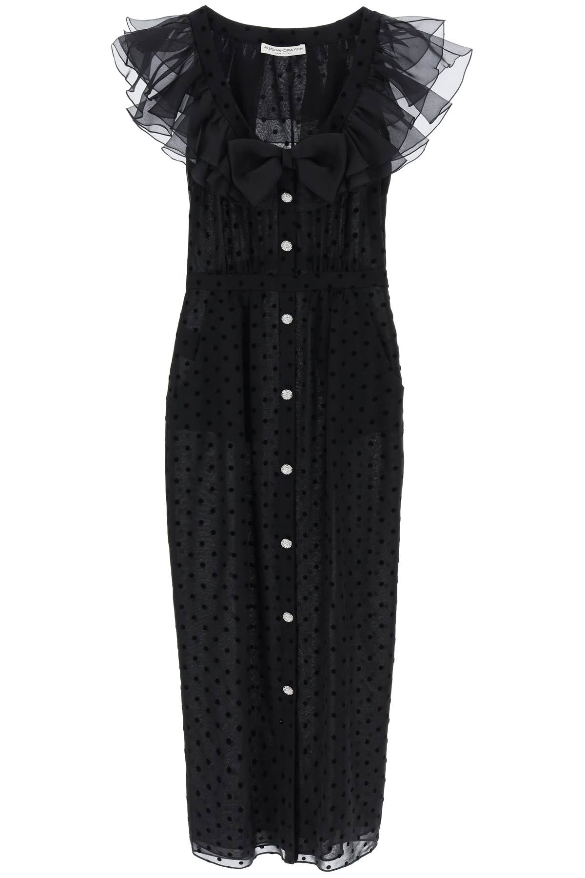 Alessandra Rich-Abito Midi In Georgette A Pois-Donna