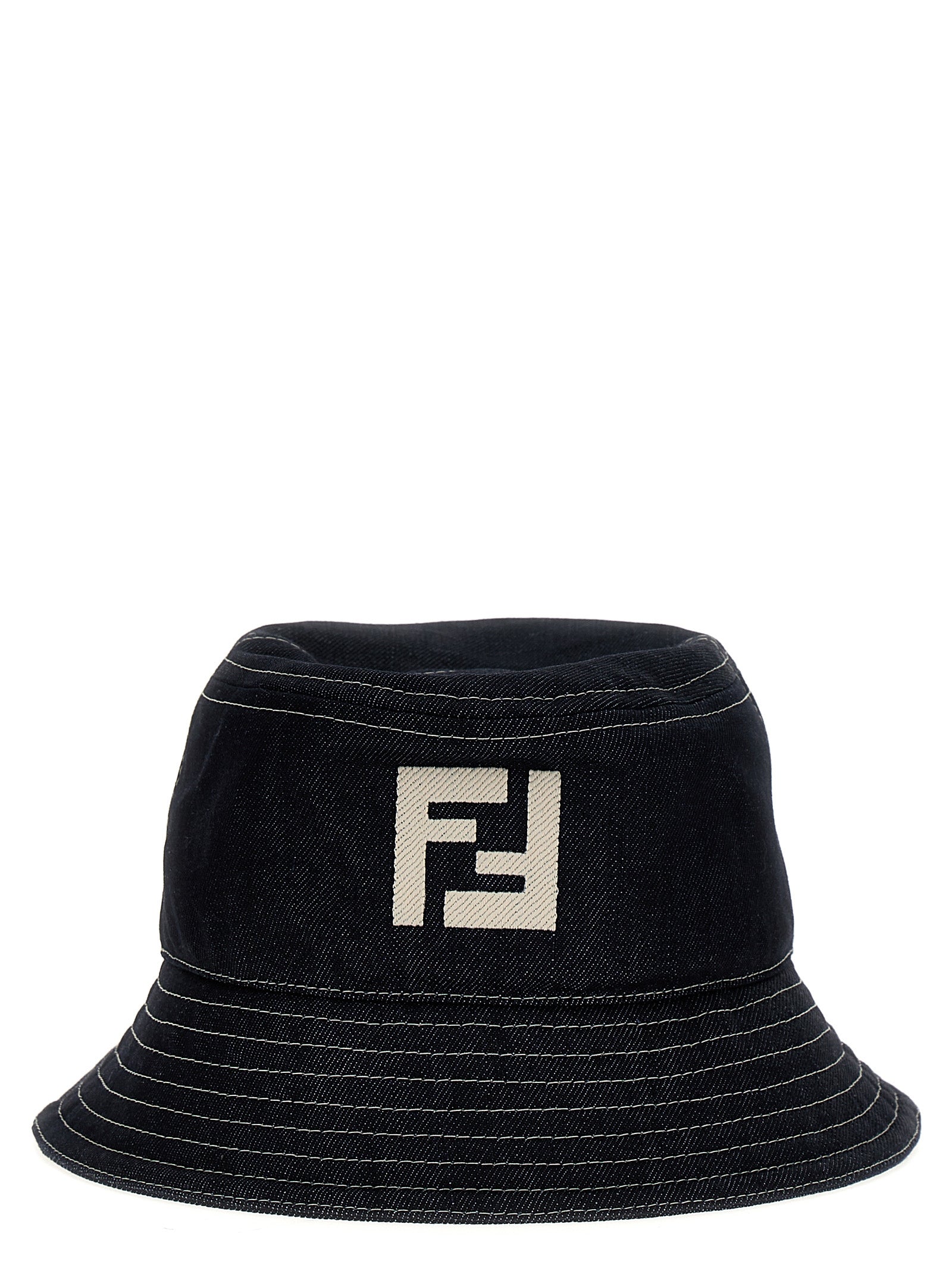 Fendi-Bucket Logo Hat Cappelli Blu-Uomo