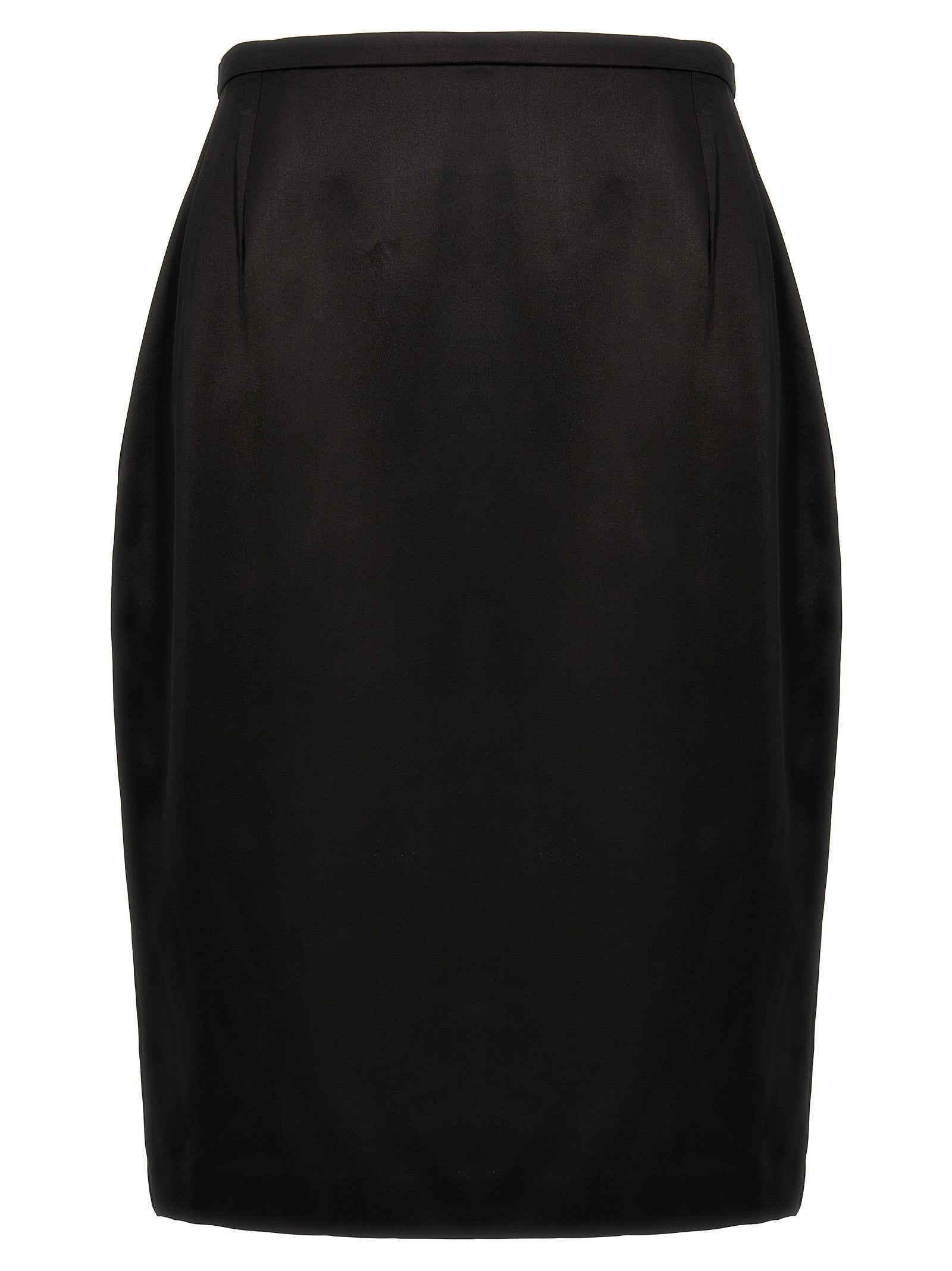 Saint Laurent-Satin Skirt Gonne Nero-Donna