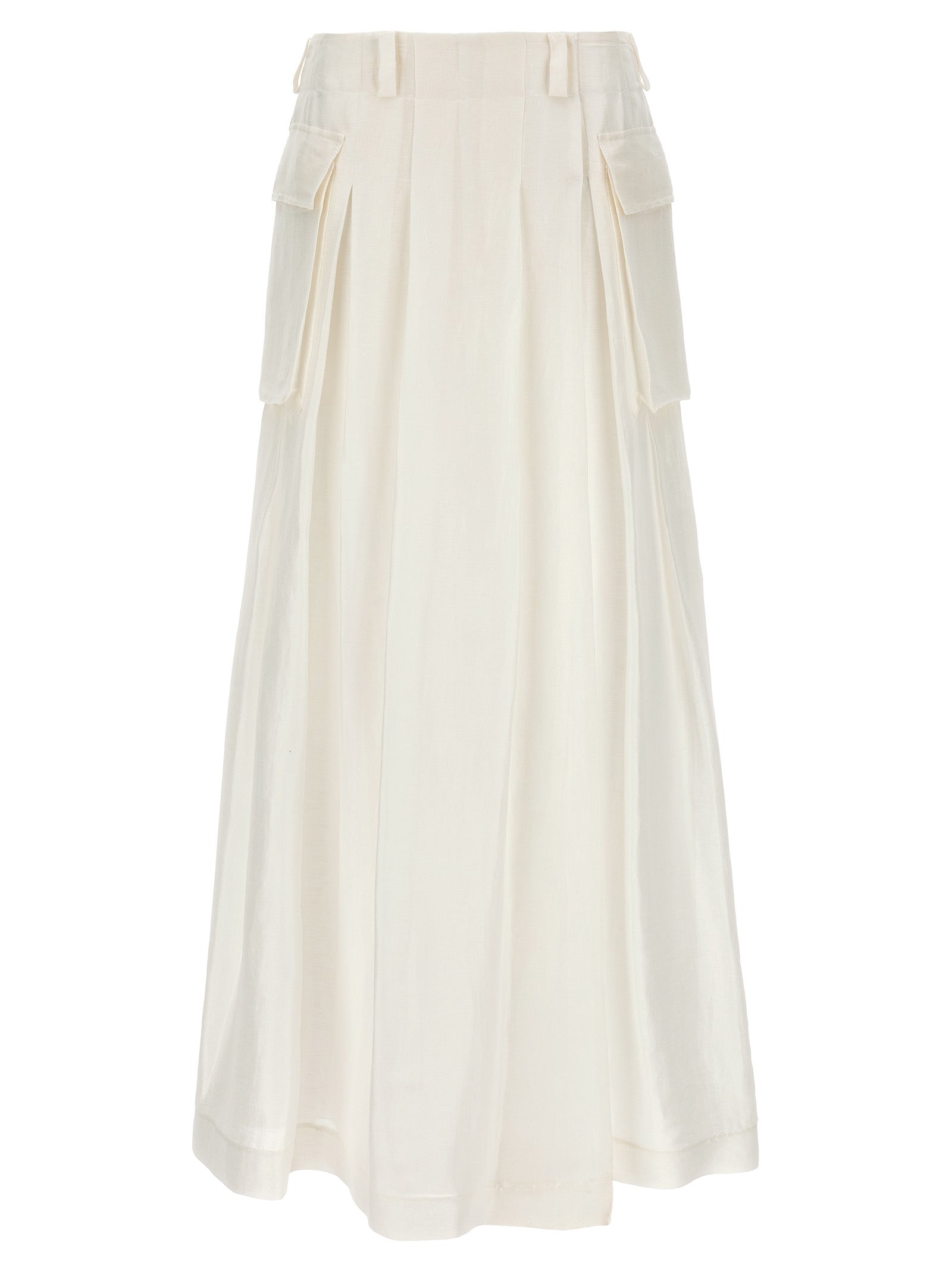 Alberta Ferretti-Semi-Transparent Long Skirt Gonne Bianco-Donna