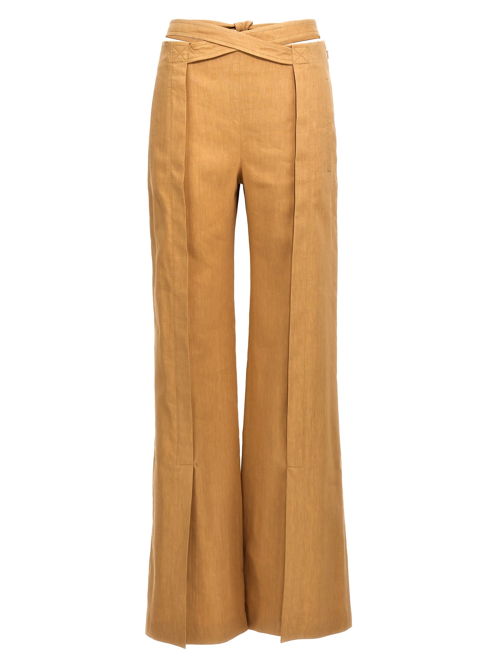 Alberta Ferretti-Twill Flare Pantaloni Beige-Donna