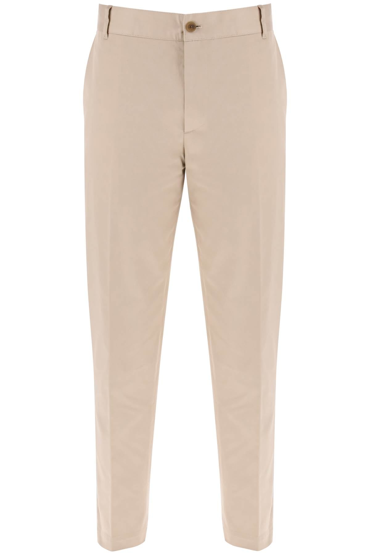 Maison Kitsune-Pantaloni Chino In Gabardina Di Cotone-Uomo