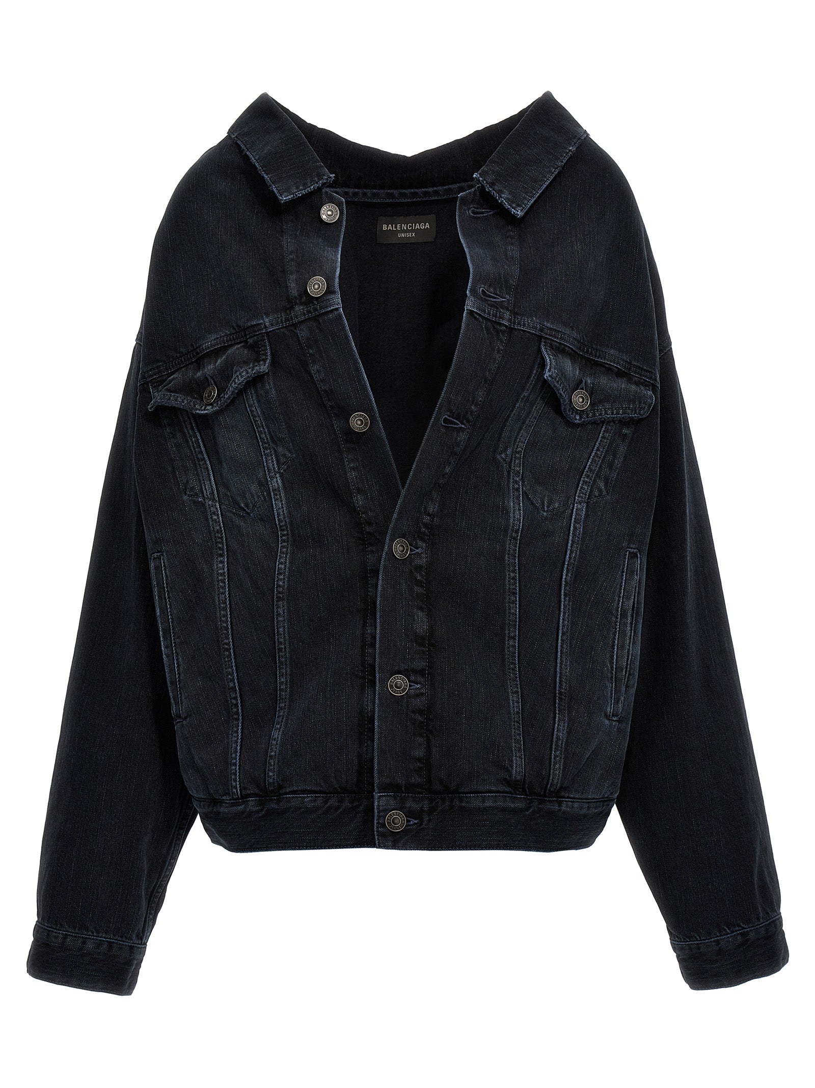 Balenciaga-Off-Shoulder Denim Jacket Giacche Blu-Donna