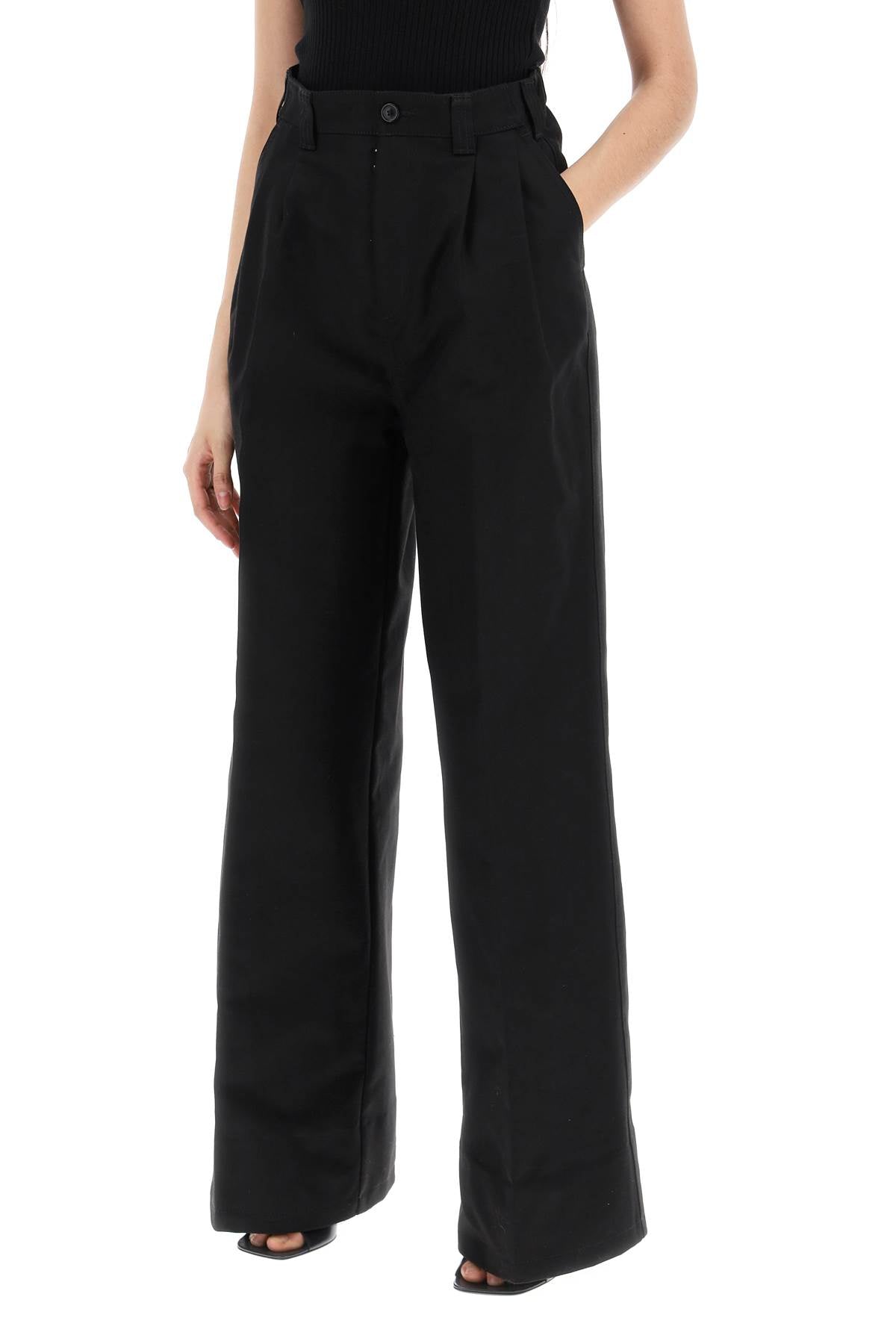 Maison Margiela-Pantaloni In Gabardine Di Cotone-Donna