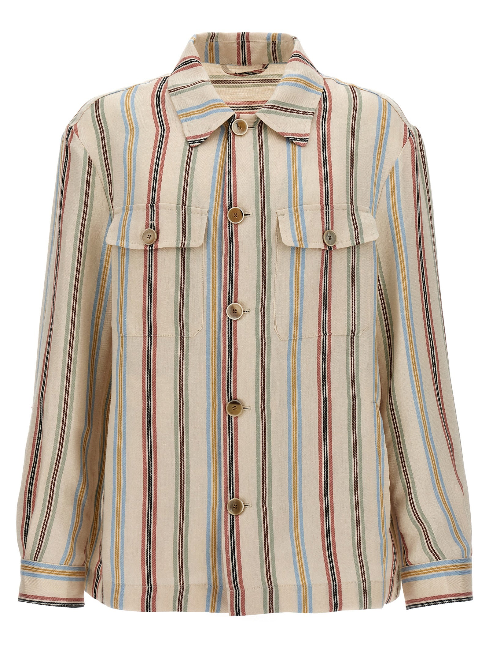 Etro-Striped Overshirt Camicie Multicolor-Uomo