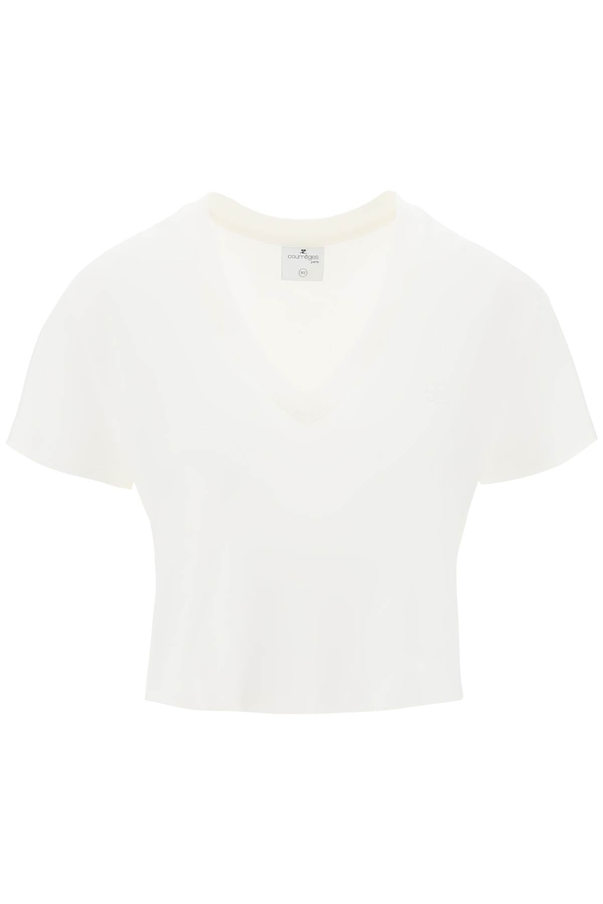 Courreges-T Shirt Cropped Con Logo-Donna