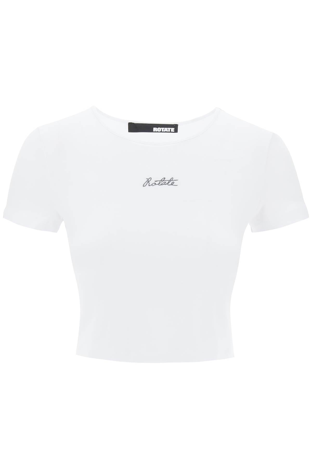 Rotate-T Shirt Cropped Con Logo In Ricamo Lurex-Donna