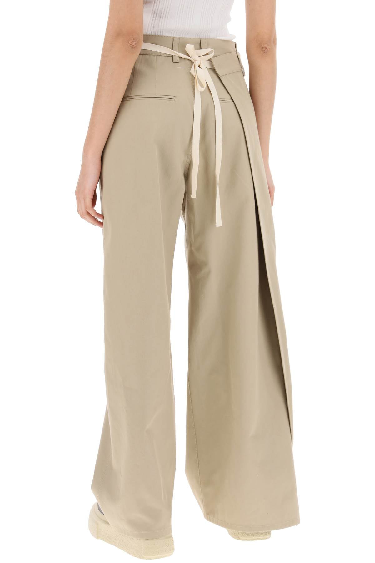 MM6 Maison Margiela-Pantaloni Gabardina Di Cotone-Donna