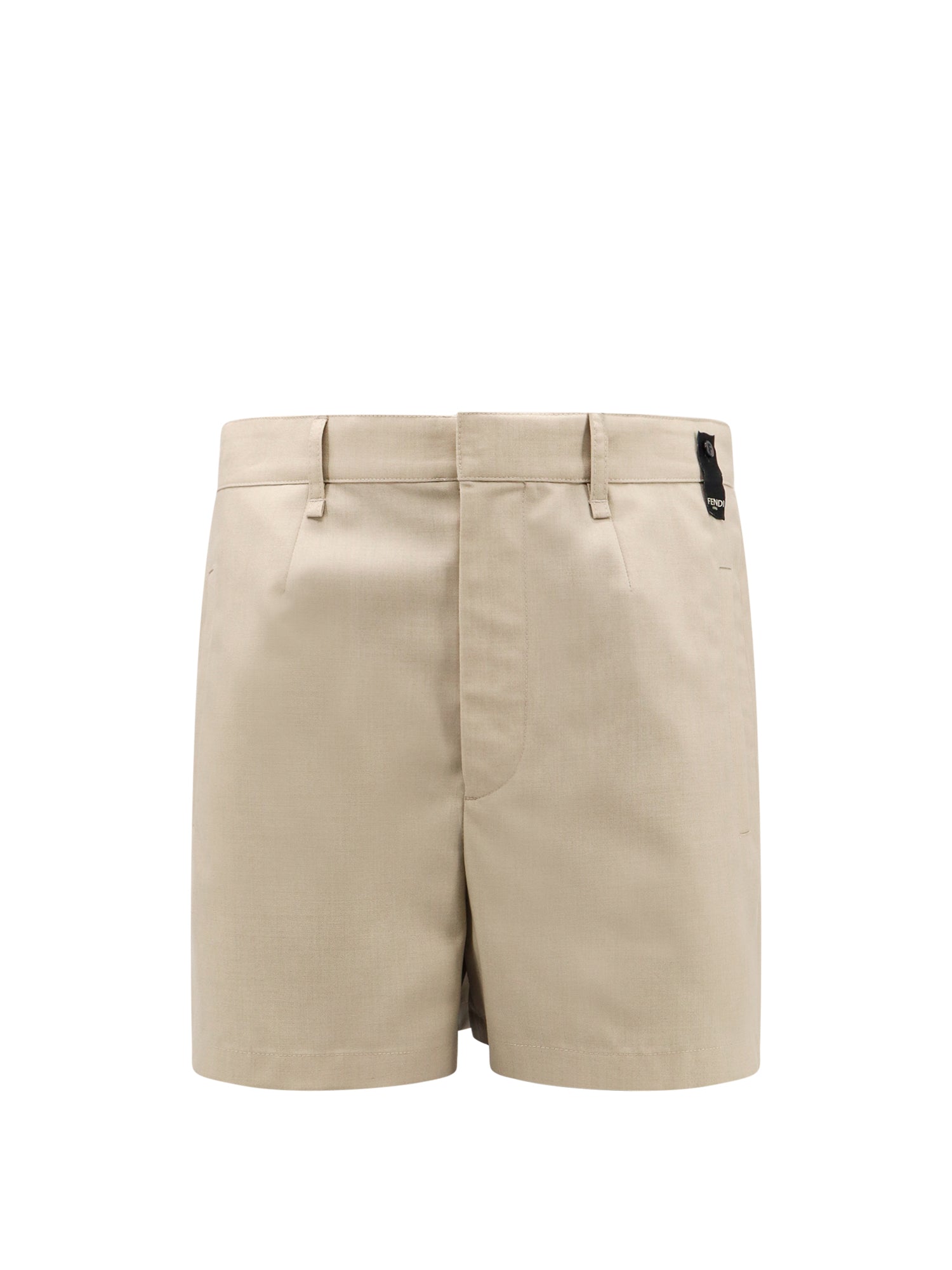 Fendi-Shorts in lana con etichetta 'Made in Fendi'-Uomo