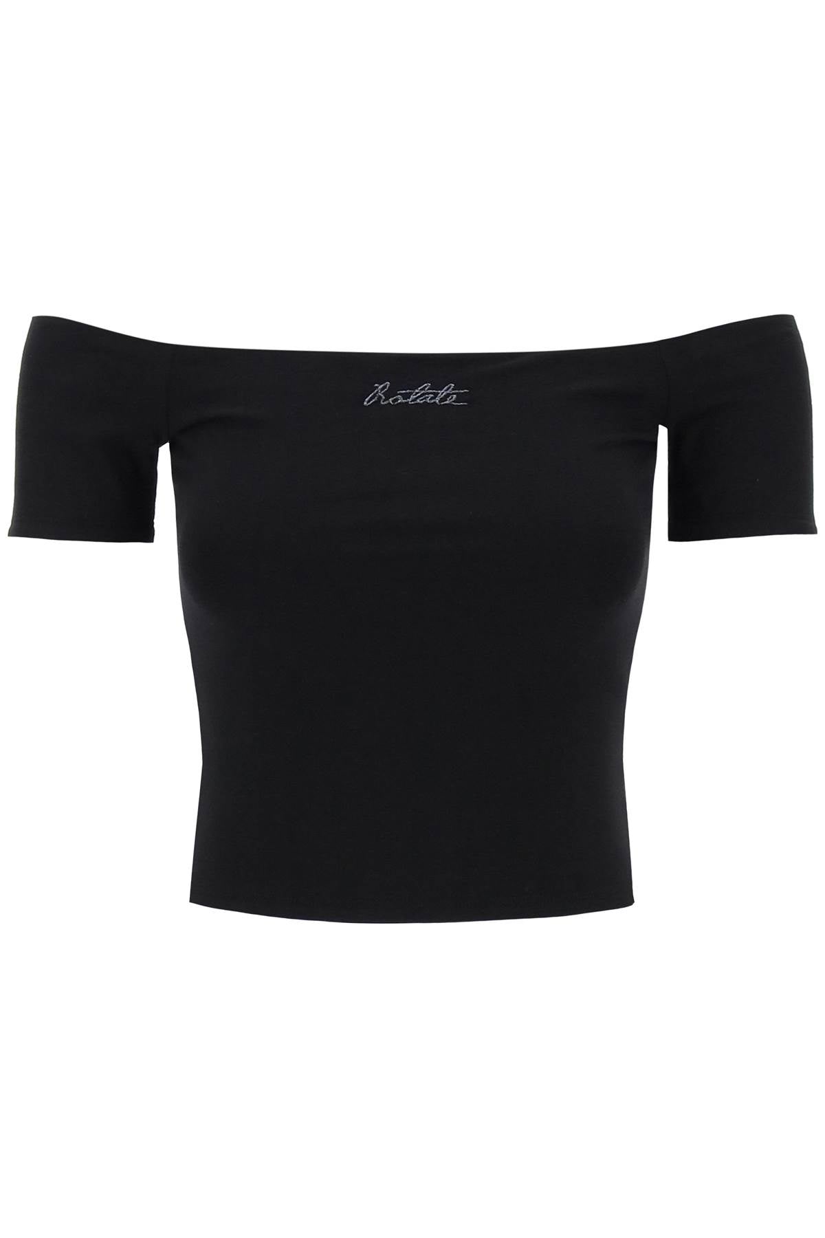 Rotate-T Shirt Off Shoulder Con Logo In Ricamo Lurex-Donna