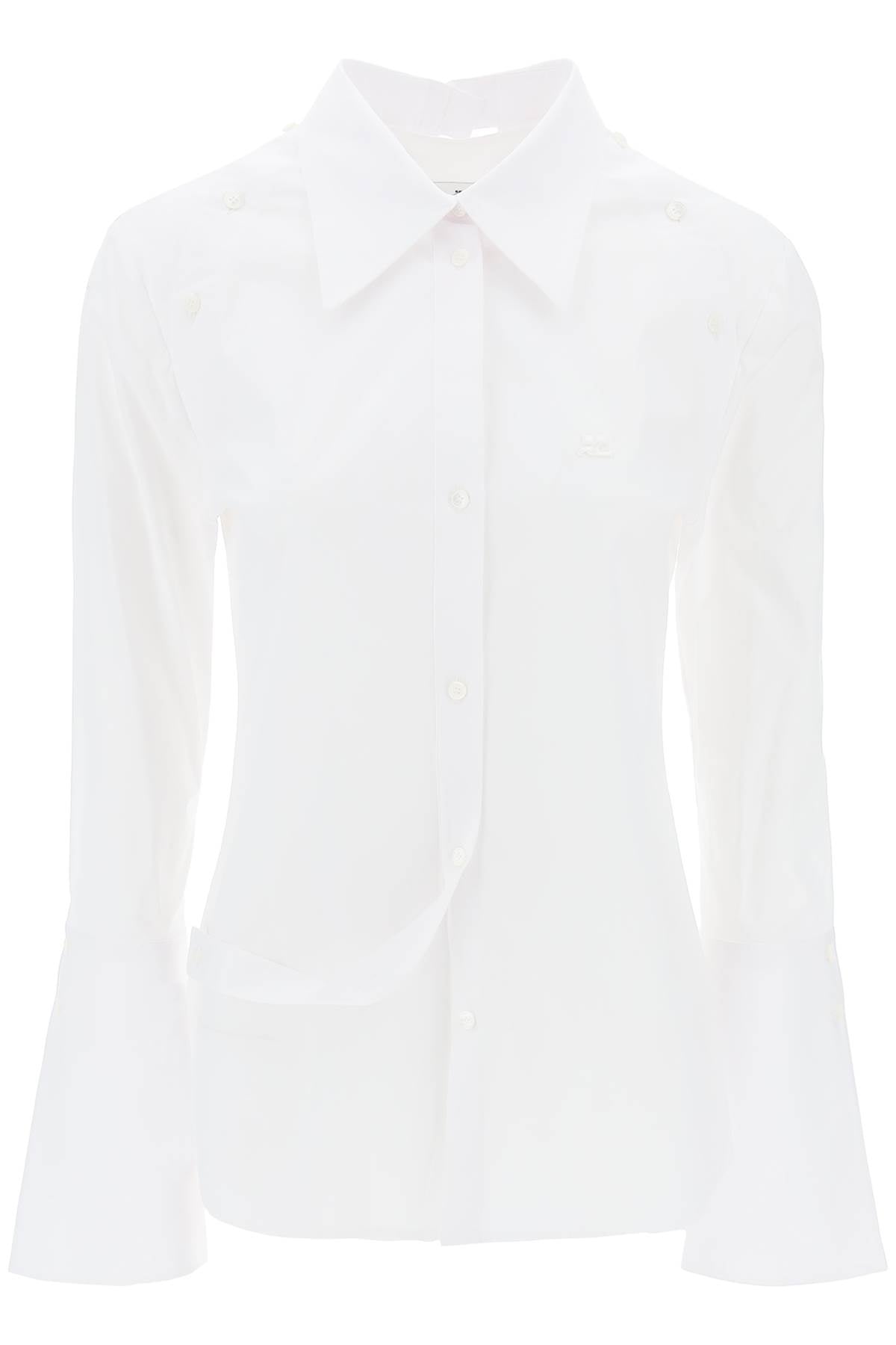 Courreges-Camicia In Popeline Di Cotone Modulare-Donna