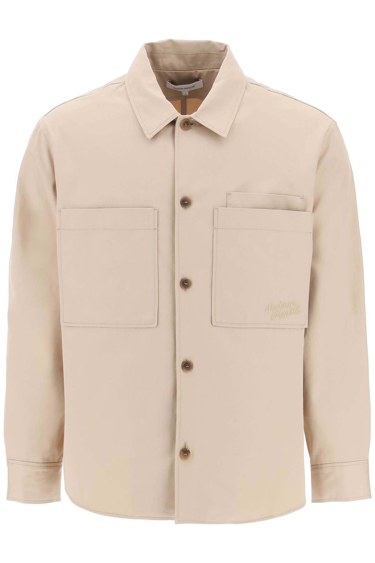 Maison Kitsune-Overshirt In Gabardina Di Cotone-Uomo