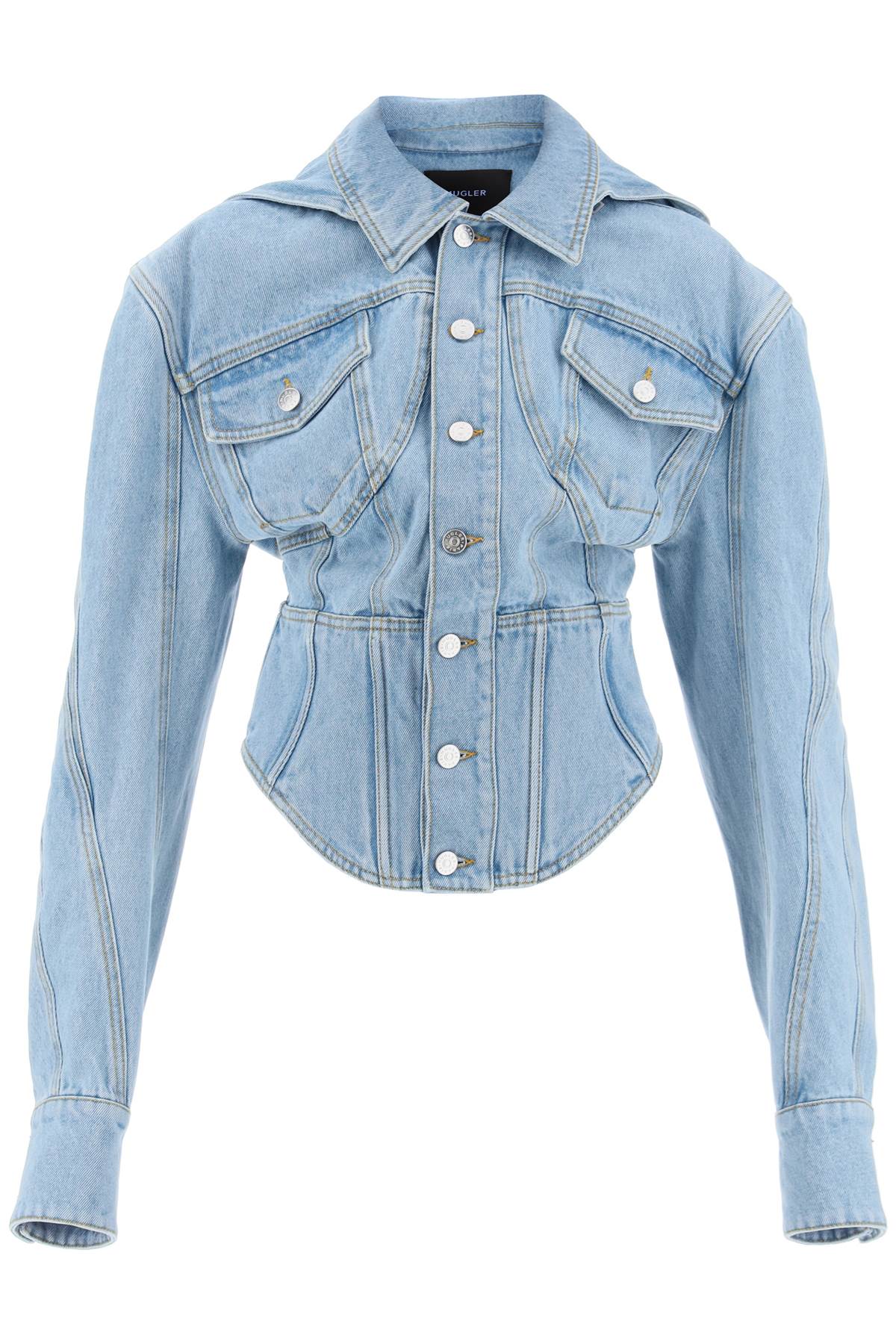 Mugler-Giacca In Denim Con Corsetto-Donna