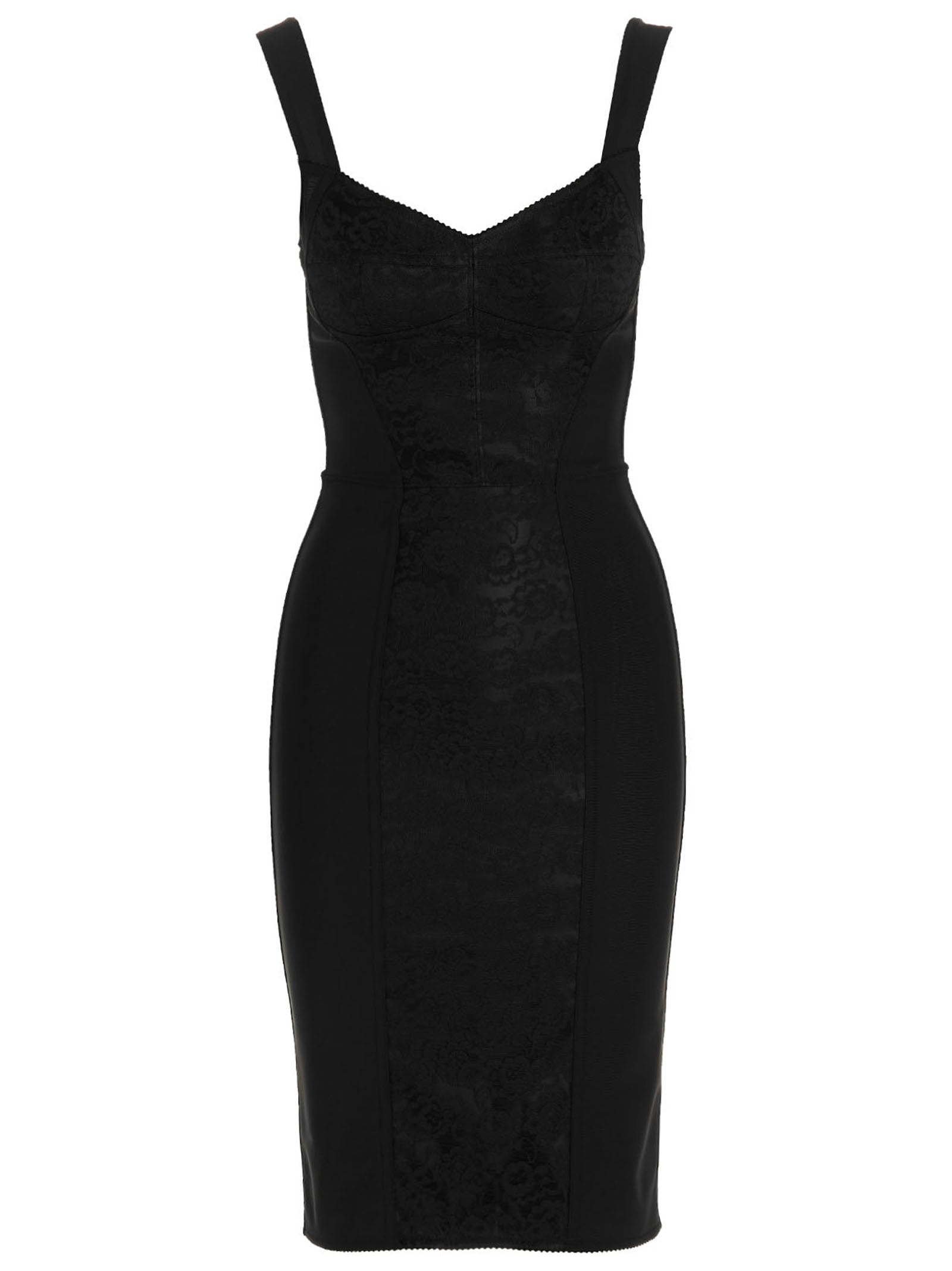 Dolce & Gabbana-Midi Corsetry Dress Abiti Nero-Donna