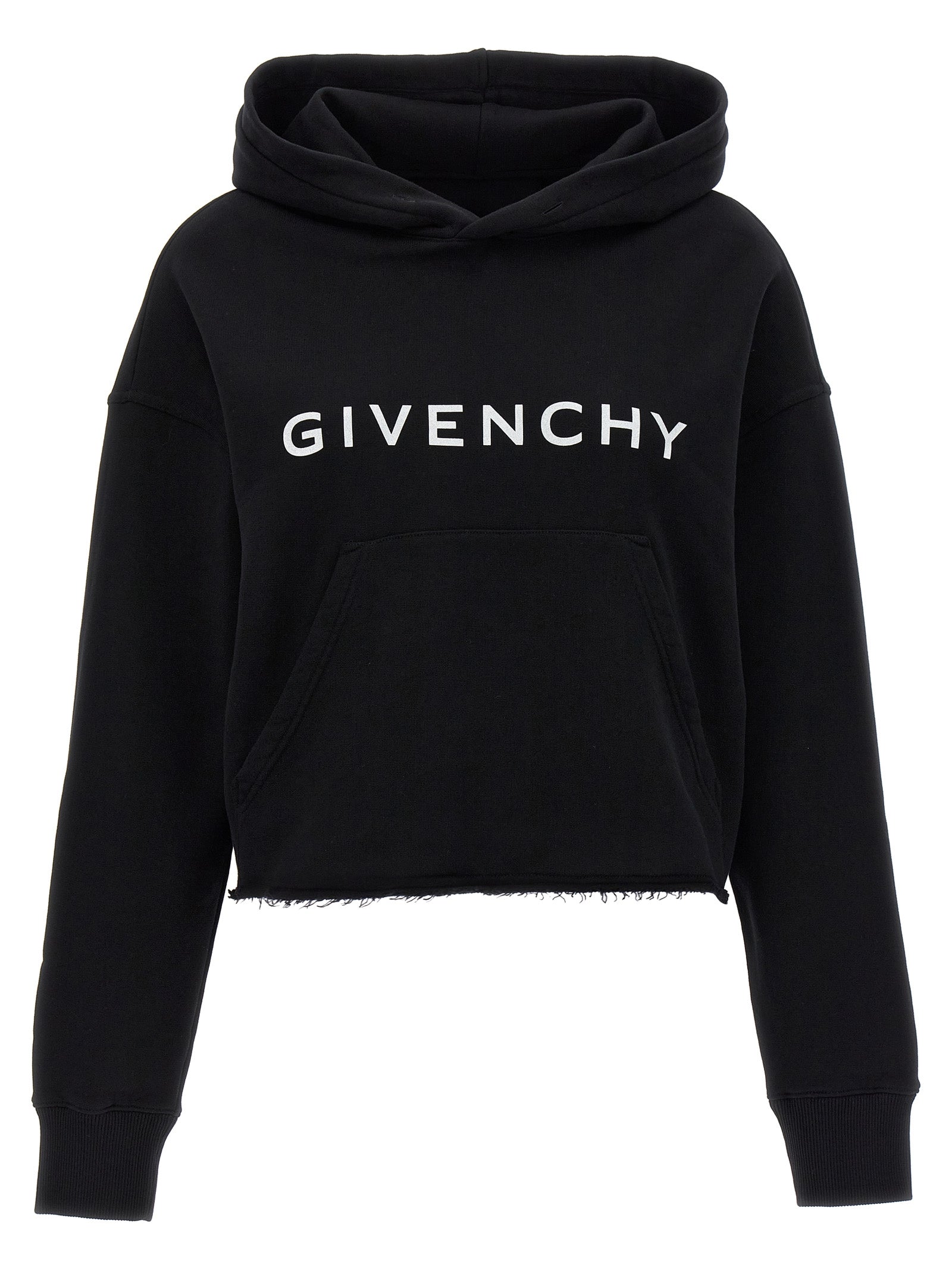 Givenchy-Logo Print Hoodie Felpe Nero-Donna