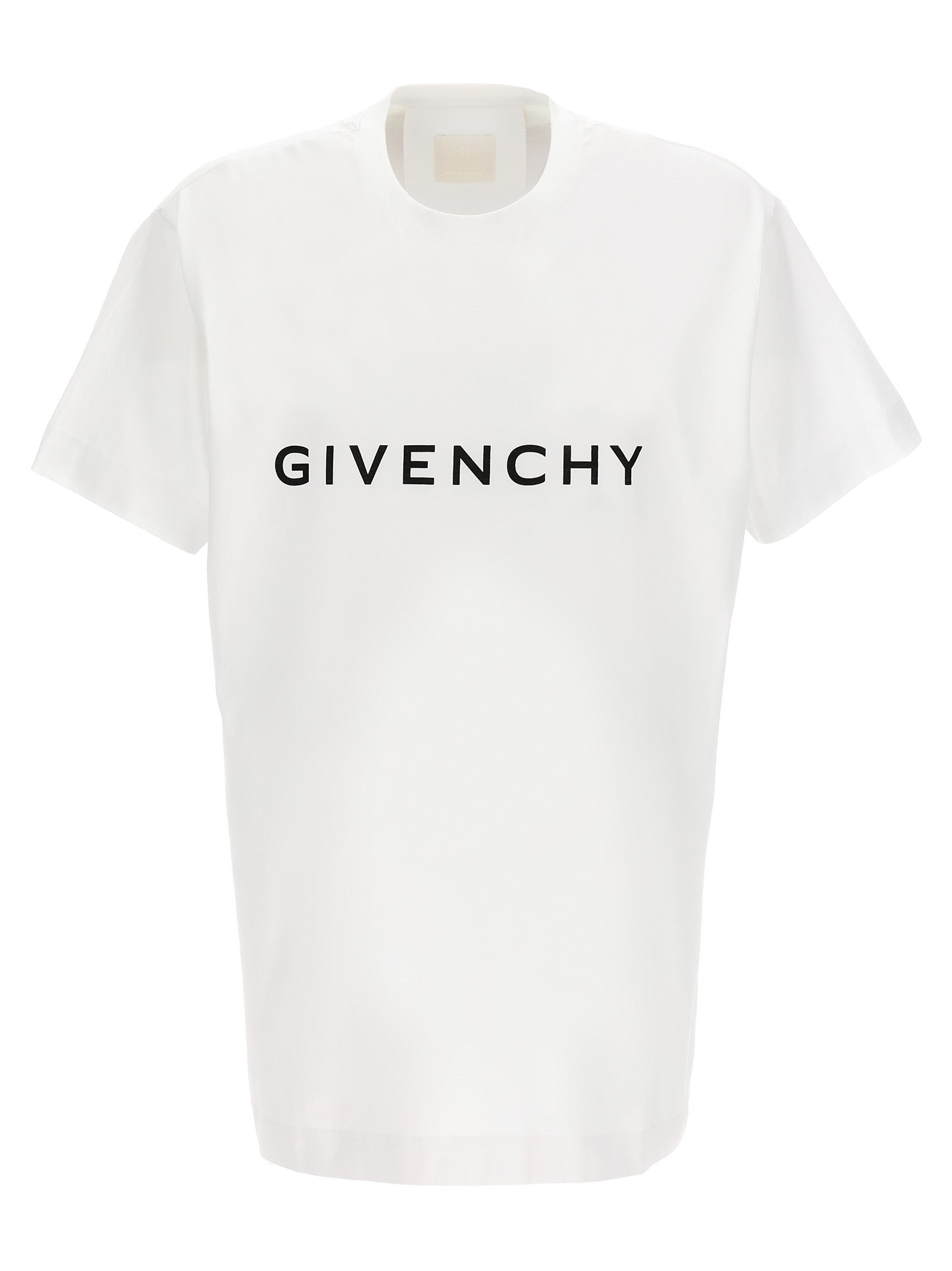 Givenchy-Logo Print T Shirt Bianco/Nero-Uomo